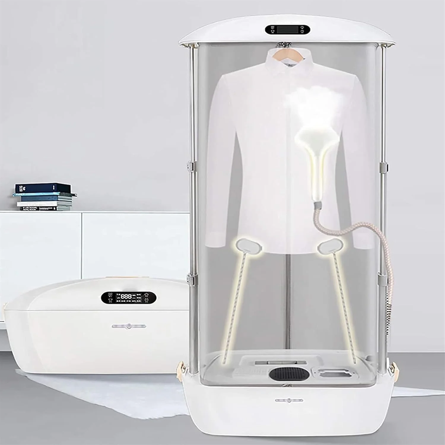 اتو بخار عمودی برای لباس، ماشین مراقبت یکپارچه خشک کن بخار اتوماتیک لباسشویی، بخارگر قابل حمل تاشو لباس، صرفه جویی در فضا و زمان خشک کن لباس