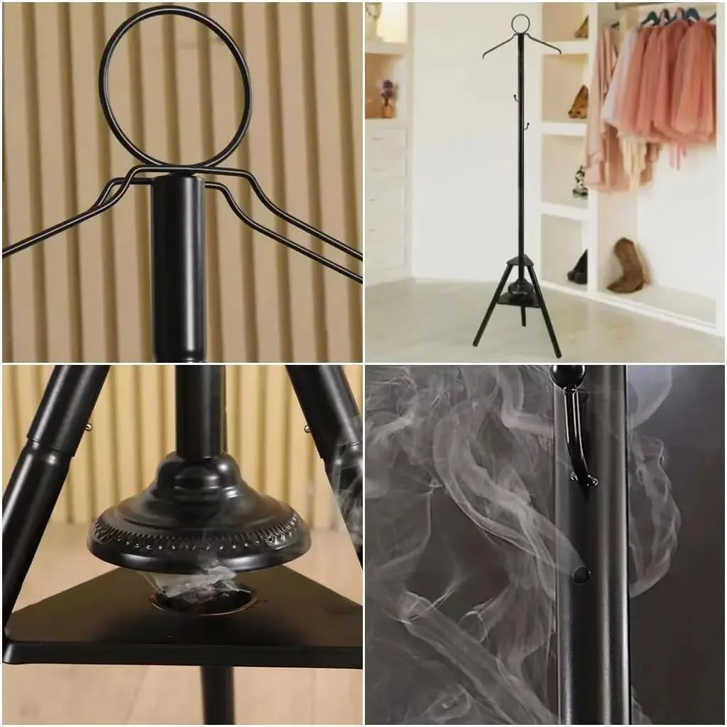 بخارگر عمودی لباس با پایه و عودسوز طرح عربی - بخارگر قدرتمند لباس برای عبا، کندوره و لباس های سنتی - طراحی مشکی شیک