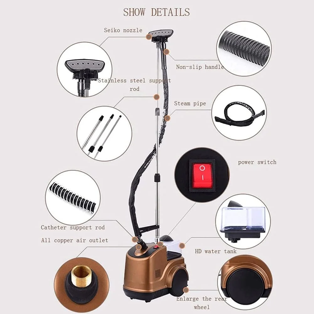 بخارگر عمودی لباس 2000 وات، بخارگر لباس حرفه ای و سنگین برای مصارف تجاری و خانگی، اتو بخار دستی لباس با قابلیت حذف سریع چروک در 45 ثانیه (سفید) بخارگر عمودی لباس 2000 وات، بخارگر لباس حرفه ای و سنگین برای مصارف تجاری و خانگی، اتو بخار دستی لباس با قابلیت حذف سریع چروک در 45 ثانیه (سفید)