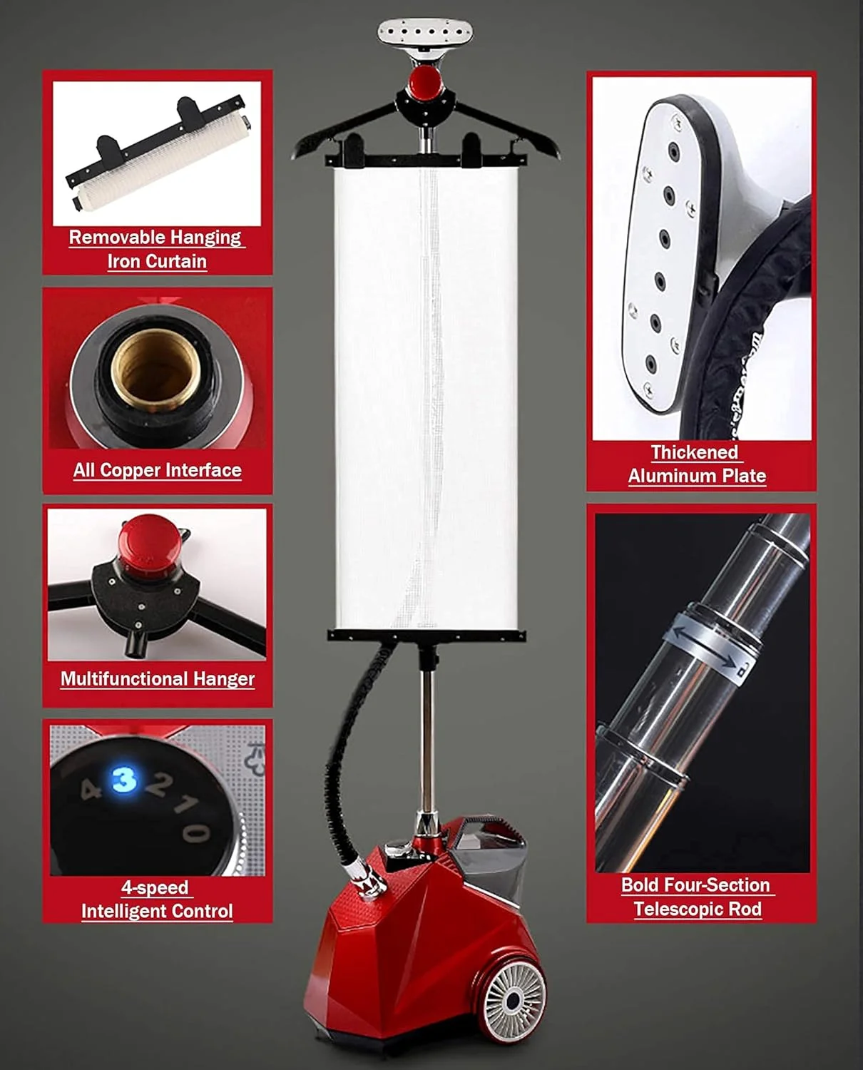 بخارگر عمودی لباس 2350 وات، بخارگر حرفه ای و سنگین برای مصارف تجاری و خانگی، اتو بخار دستی لباس با مخزن آب 3.8 لیتری و حذف سریع چروک در 45 ثانیه بخارگر عمودی لباس 2350 وات، بخارگر حرفه ای و سنگین برای مصارف تجاری و خانگی، اتو بخار دستی لباس با مخزن آب 3.8 لیتری و حذف سریع چروک در 45 ثانیه