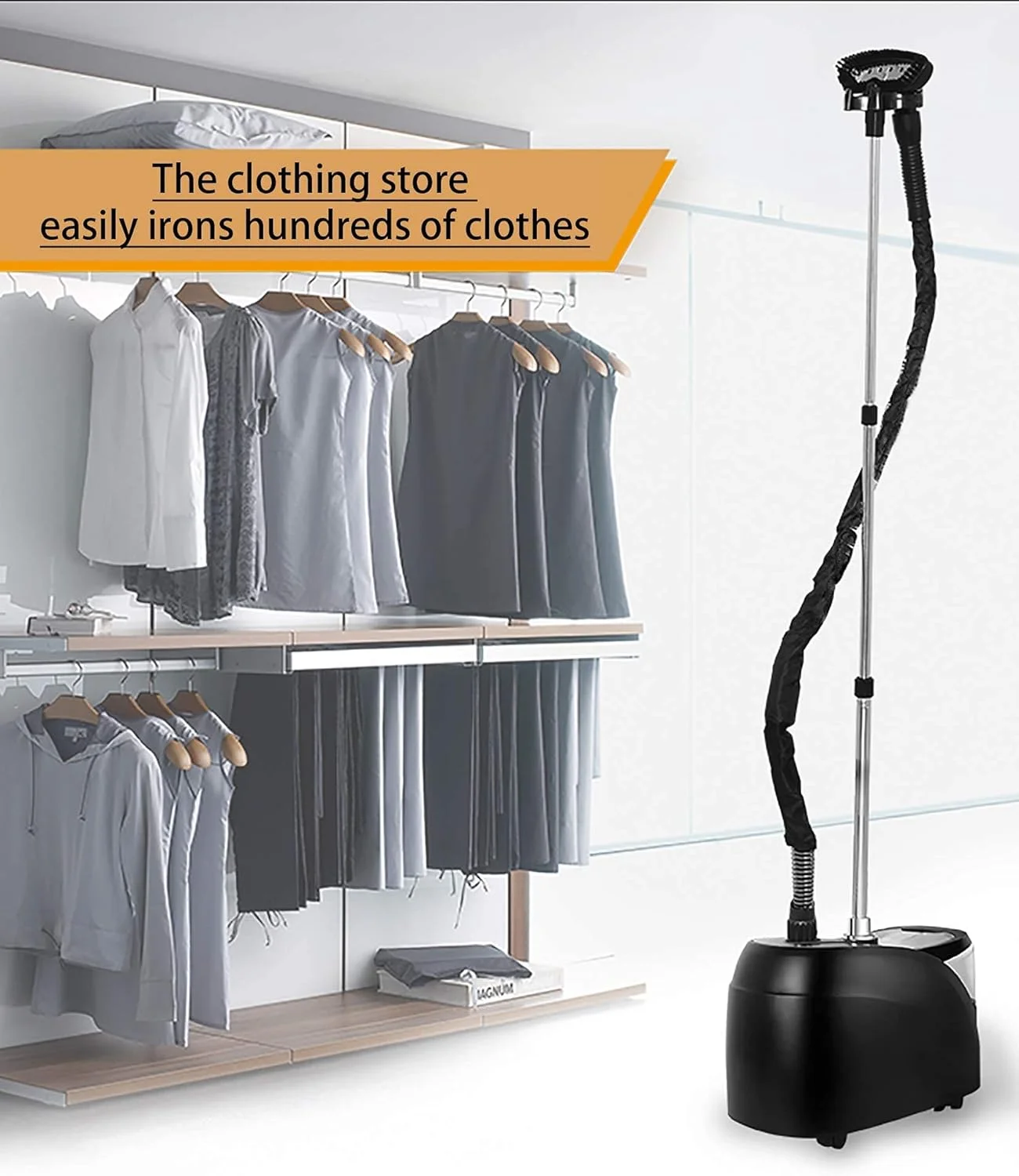 بخارگر عمودی لباس 1850 وات، اتو بخار لباس حرفه ای و سنگین برای مصارف تجاری و خانگی، اتو بخار دستی لباس با مخزن آب 3.2 لیتری و رفع سریع چروک در 45 ثانیه، مشکی بخارگر عمودی لباس 1850 وات، اتو بخار لباس حرفه ای و سنگین برای مصارف تجاری و خانگی، اتو بخار دستی لباس با مخزن آب 3.2 لیتری و رفع سریع چروک در 45 ثانیه، مشکی