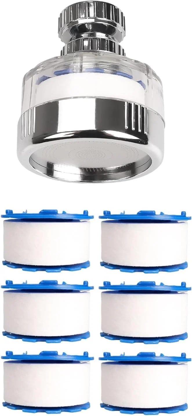 ست فیلتر آب شیر 7 عددی – تصفیه کننده آب شیر چرخشی 360 درجه جهانی برای سینک آشپزخانه و حمام، حذف مواد مضر (1 ست (1 نوک فیلتر شیر + 6 فیلتر)) ست فیلتر آب شیر 7 عددی – تصفیه کننده آب شیر چرخشی 360 درجه جهانی برای سینک آشپزخانه و حمام، حذف مواد مضر (1 ست (1 نوک فیلتر شیر + 6 فیلتر))