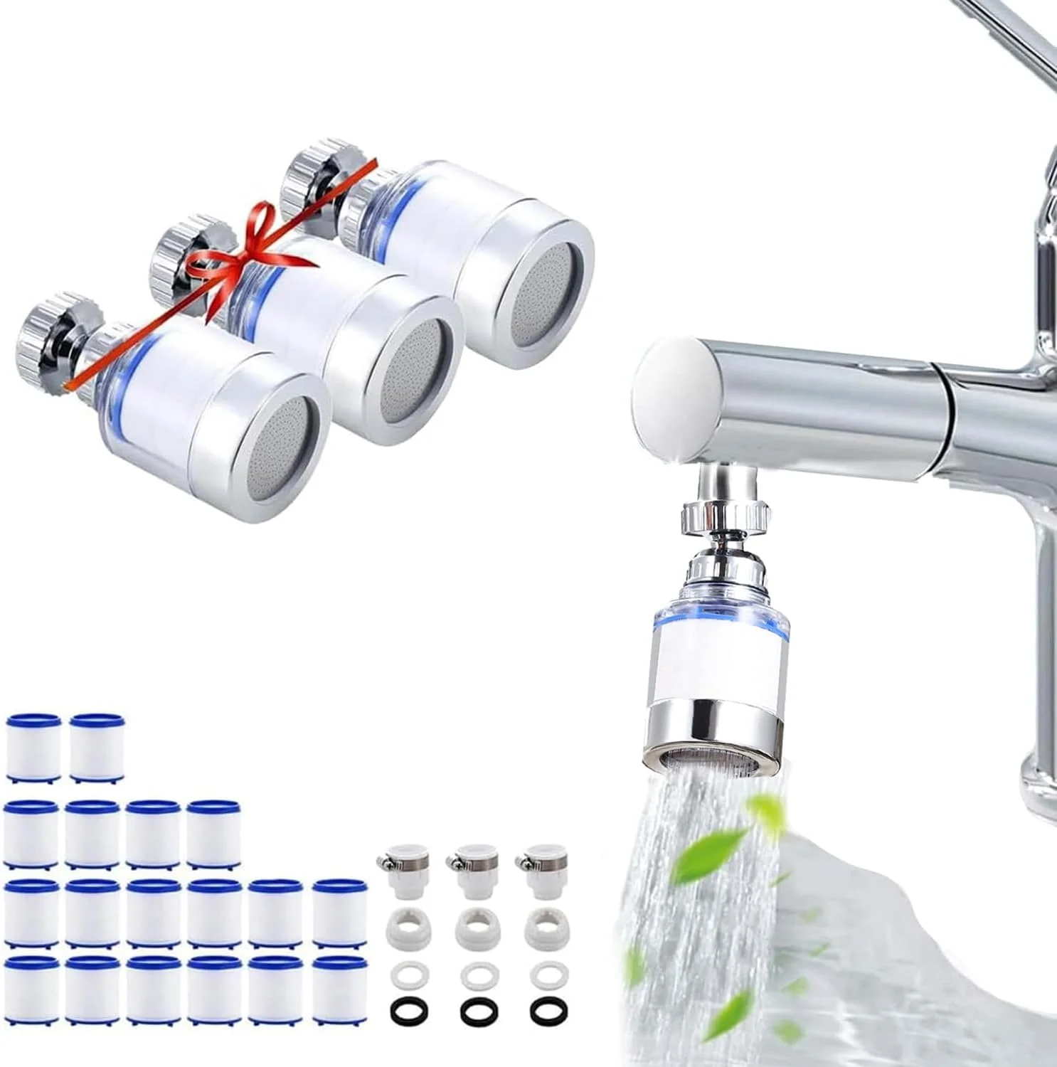 فیلتر آب شیر ظرفشویی AMERTEER بسته 3 عددی – تصفیه کننده آب شیر چرخشی 360 درجه برای آشپزخانه و حمام، فیلتر شیر آب با اندازه جهانی، حذف کلر، زنگ زدگی، سختی آب – 18 کارتریج فیلتر فیلتر آب شیر ظرفشویی AMERTEER بسته 3 عددی – تصفیه کننده آب شیر چرخشی 360 درجه برای آشپزخانه و حمام، فیلتر شیر آب با اندازه جهانی، حذف کلر، زنگ زدگی، سختی آب – 18 کارتریج فیلتر