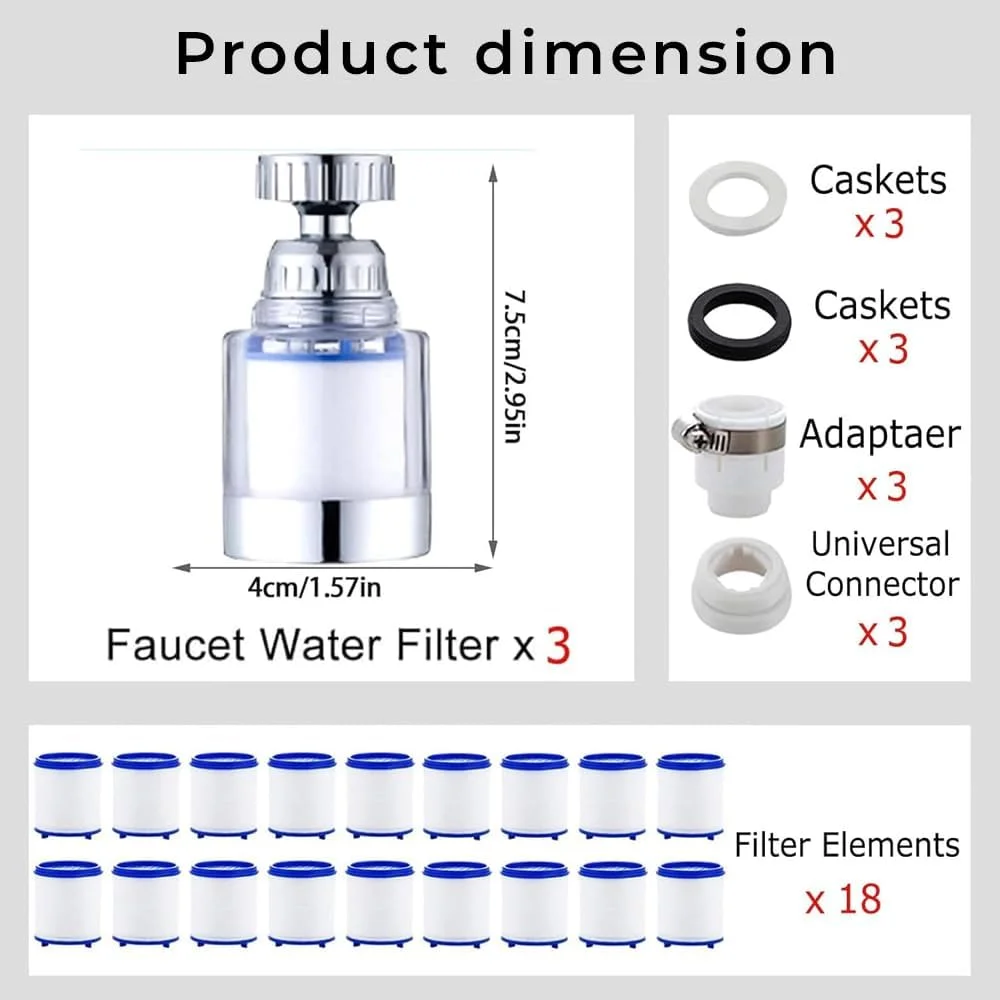 فیلتر آب شیر ظرفشویی AMERTEER بسته 3 عددی – تصفیه کننده آب شیر چرخشی 360 درجه برای آشپزخانه و حمام، فیلتر شیر آب با اندازه جهانی، حذف کلر، زنگ زدگی، سختی آب – 18 کارتریج فیلتر فیلتر آب شیر ظرفشویی AMERTEER بسته 3 عددی – تصفیه کننده آب شیر چرخشی 360 درجه برای آشپزخانه و حمام، فیلتر شیر آب با اندازه جهانی، حذف کلر، زنگ زدگی، سختی آب – 18 کارتریج فیلتر