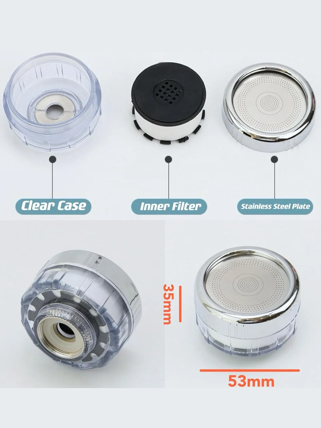 3Clock دو عدد فیلتر آب تصفیه کننده آب ممتاز برای مصارف خانگی، کیت فیلتر شیر آب قابل تعویض برای حمام، سینک آشپزخانه، وان حمام، حذف ناخالصی های زنگ زدگی و کلر با فیلتراسیون سه گانه 3Clock دو عدد فیلتر آب تصفیه کننده آب ممتاز برای مصارف خانگی، کیت فیلتر شیر آب قابل تعویض برای حمام، سینک آشپزخانه، وان حمام، حذف ناخالصی های زنگ زدگی و کلر با فیلتراسیون سه گانه