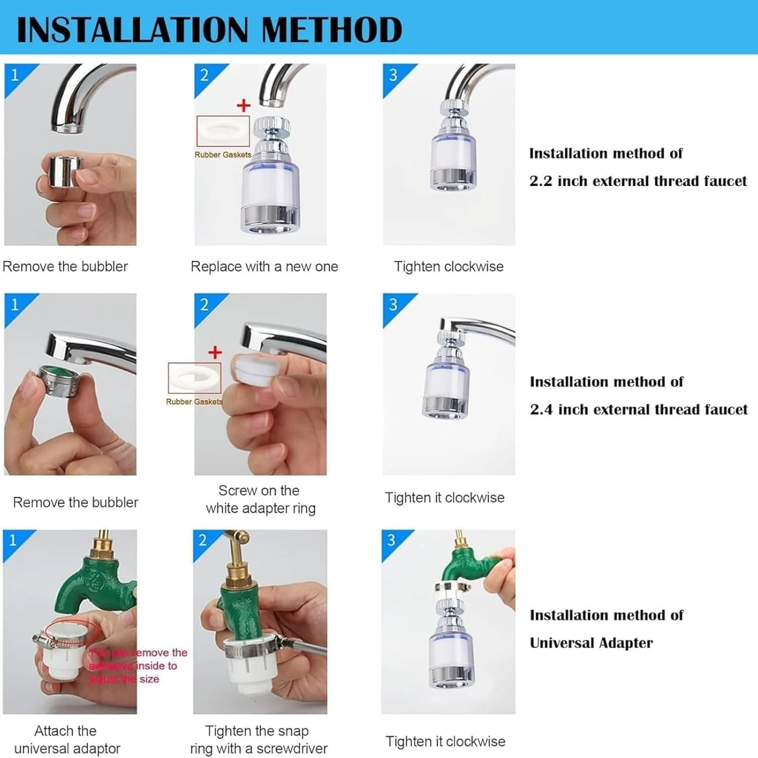 فیلتر آب سینک 2 عددی، فیلتر شیر آب چرخشی 360 درجه، تصفیه کننده آب شیر برای آشپزخانه، حمام، سینک، حذف فلزات سنگین و آب سخت، تصفیه کننده آب چند منظوره برای خانه فیلتر آب سینک 2 عددی، فیلتر شیر آب چرخشی 360 درجه، تصفیه کننده آب شیر برای آشپزخانه، حمام، سینک، حذف فلزات سنگین و آب سخت، تصفیه کننده آب چند منظوره برای خانه
