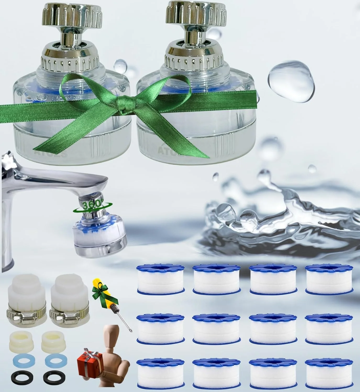 فیلتر آب شیر ظرفشویی ATOZS با دوام طولانی برای آشپزخانه و حمام، رسوبات آب سخت، کلر، فلزات سنگین و آلاینده های مضر را از بین می برد، مناسب برای پوست های حساس، کروم