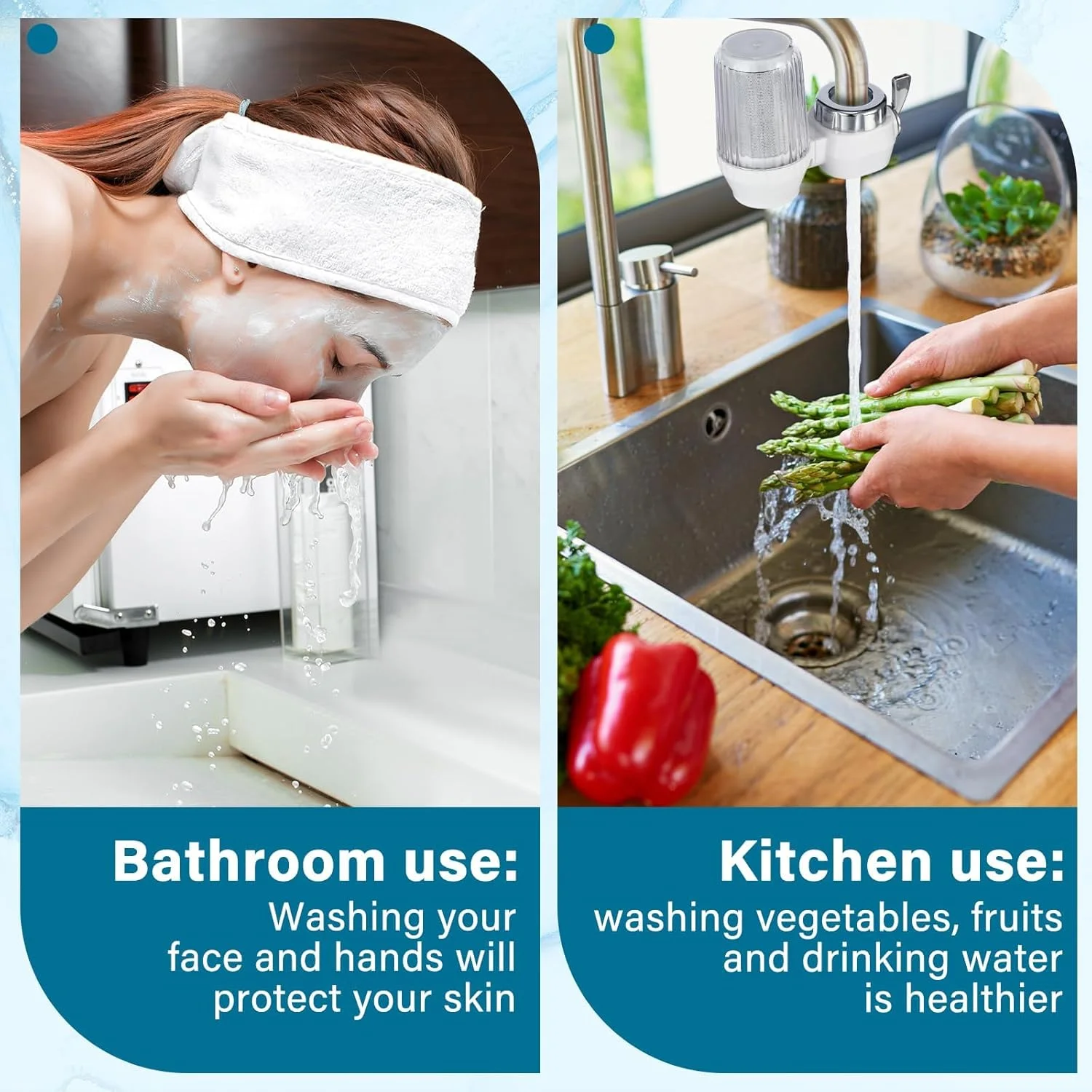 فیلتر آب آزونی برای سینک به همراه 2 فیلتر جایگزین، فیلتر آب شیر، دستگاه تصفیه آب، سیستم فیلتراسیون آب، کاهش کلر، بوهای نامطبوع و ناخالصی ها برای شیر آب آشپزخانه، حمام و وان فیلتر آب آزونی برای سینک به همراه 2 فیلتر جایگزین، فیلتر آب شیر، دستگاه تصفیه آب، سیستم فیلتراسیون آب، کاهش کلر، بوهای نامطبوع و ناخالصی ها برای شیر آب آشپزخانه، حمام و وان