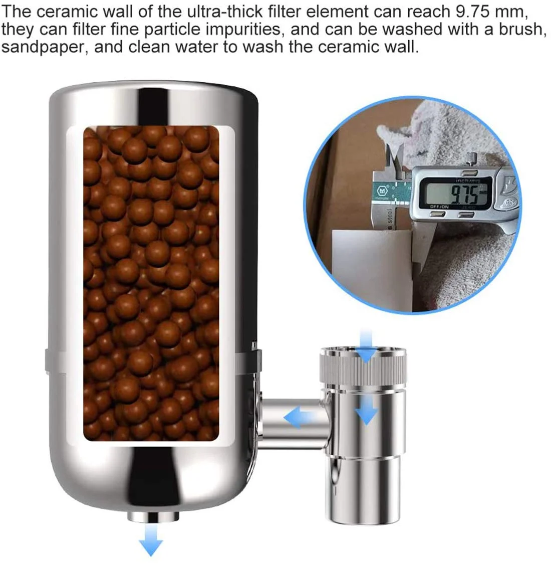 فیلتر آب شیر آشپزخانه استیل ضد زنگ با فیلتر سرامیکی تصفیه کننده برای اتصال به شیر آشپزخانه، تصفیه چند لایه سرامیکی فیلتر آب شیر آشپزخانه استیل ضد زنگ با فیلتر سرامیکی تصفیه کننده برای اتصال به شیر آشپزخانه، تصفیه چند لایه سرامیکی