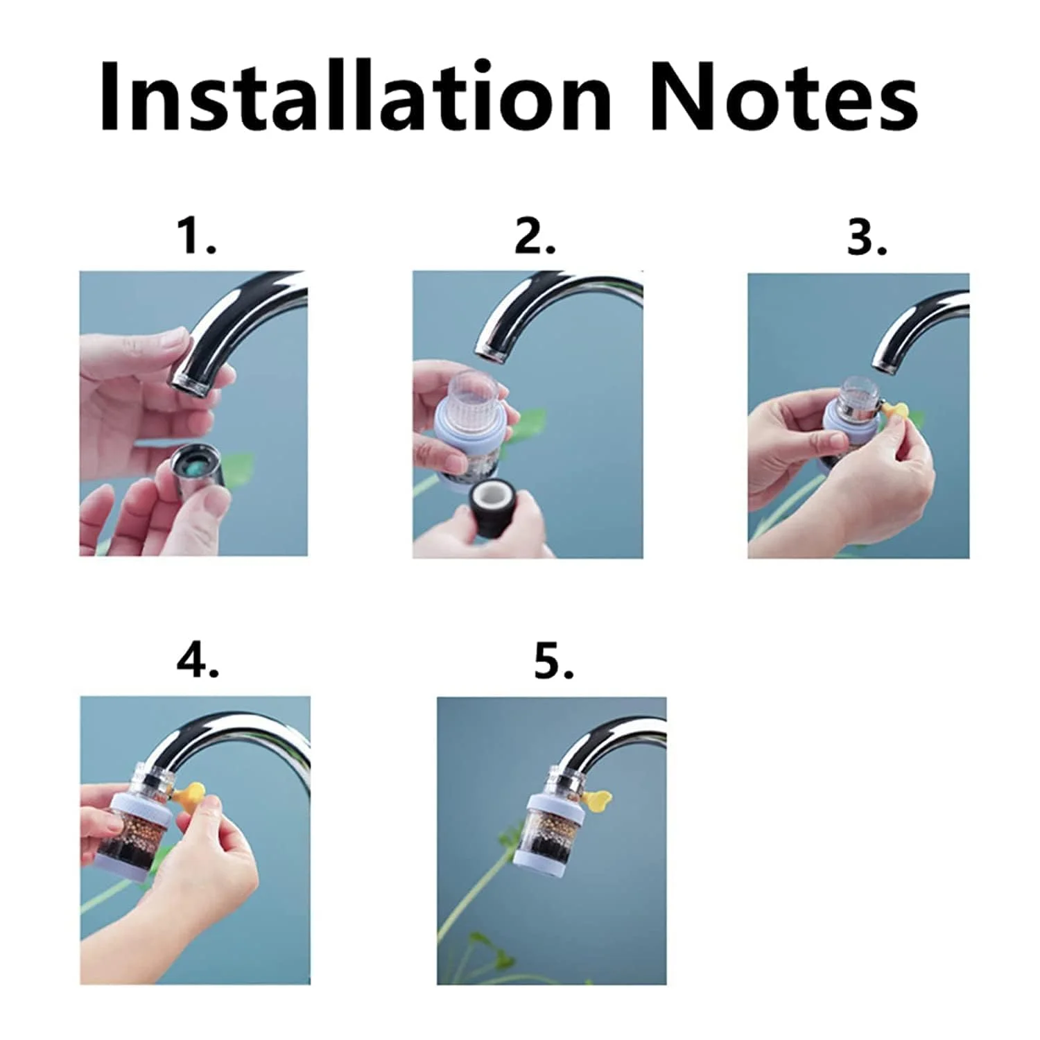 فیلتر نصب شیر آب Defsedar، تصفیه کننده فیلتر آب شیر آشپزخانه با کربن فعال، حذف کلر و فلزات سنگین، سفید