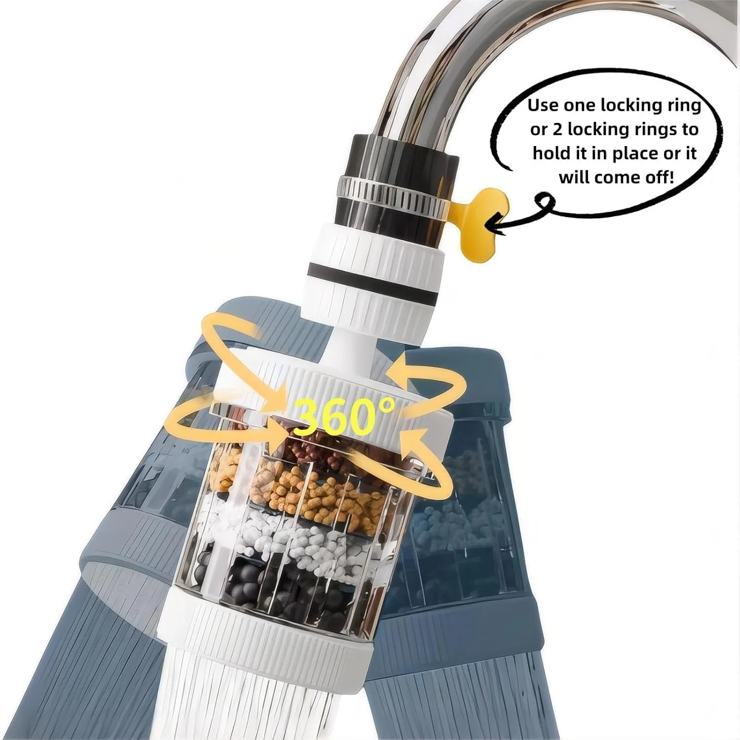 فیلتر نصب شیر آب Defsedar، تصفیه کننده فیلتر آب شیر آشپزخانه با کربن فعال، حذف کلر و فلزات سنگین، سفید