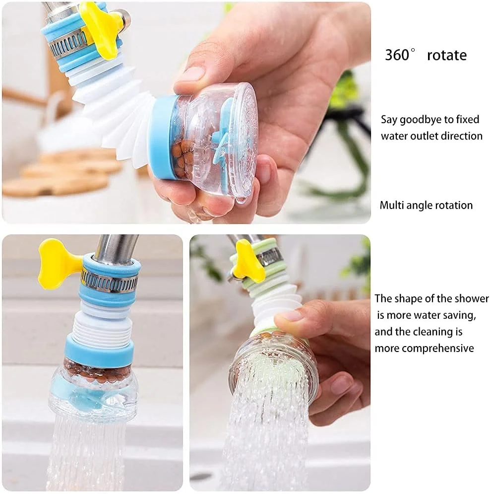 فیلتر شیر آب ELECDON، بسته 3 عددی فیلتر آب دوش تقویت کننده آشپزخانه، سنگ ماایفن کربن فعال شده آب را حذف می کند، فیلتر افزایشی شیر آب 360 درجه قابل تنظیم، صرفه جویی در آب