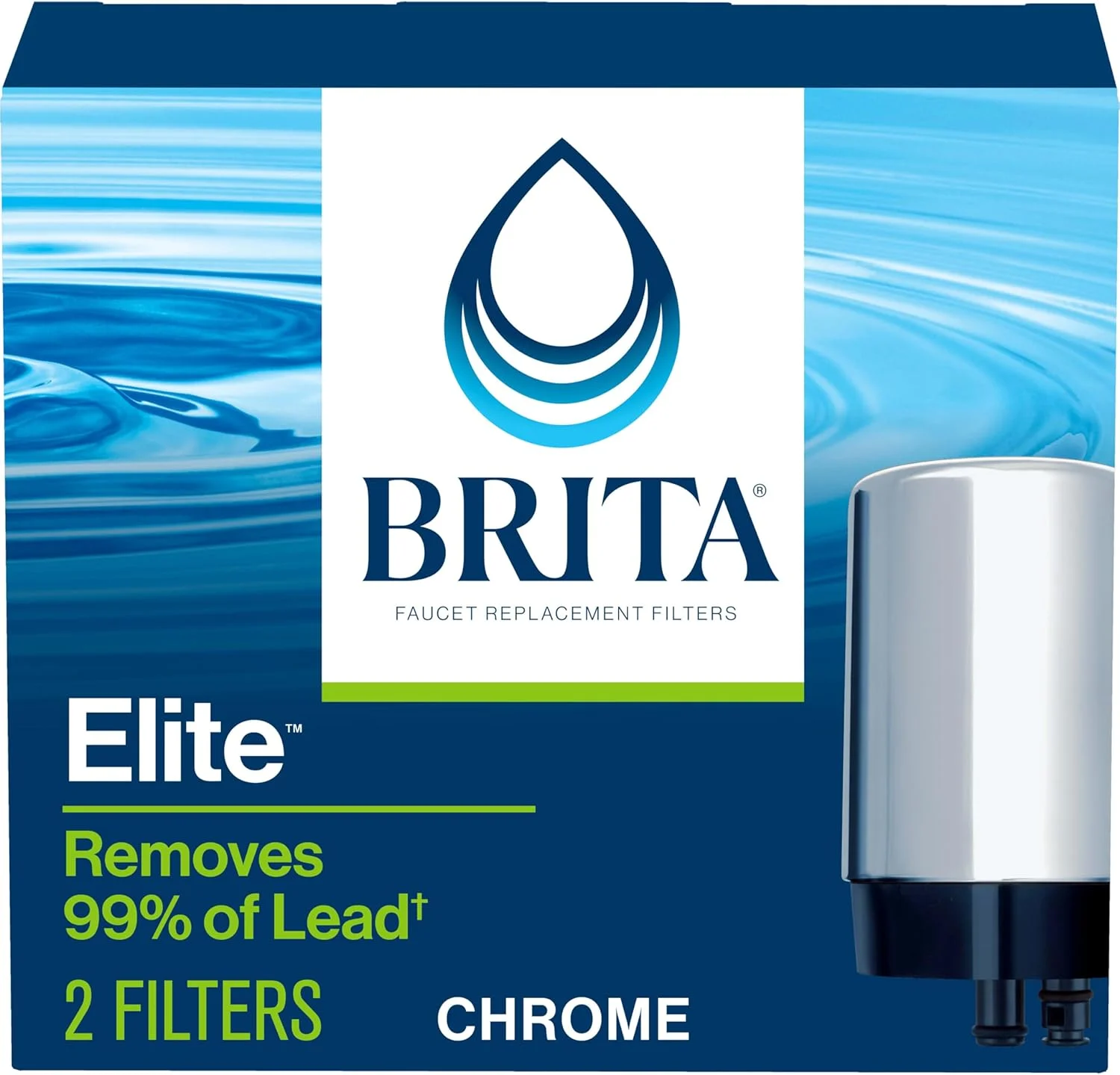 فیلترهای جایگزین آب Brita برای سینک، سیستم تصفیه آب نصب شده روی شیر برای آب لوله کشی، کاهش 99٪ سرب، کروم، 2 عدد