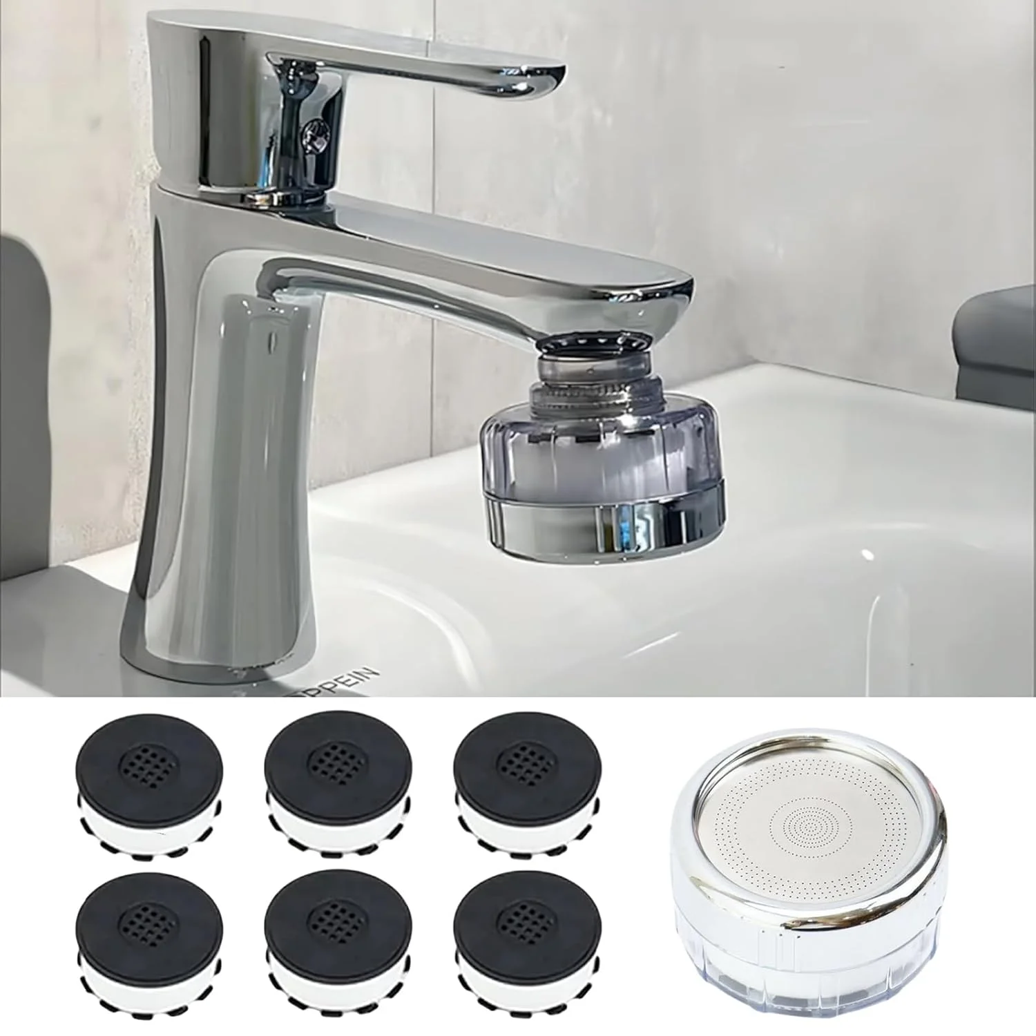 فیلتر آب شیرآلات پریمیوم 7 در 1 - حذف 99.9% فلوراید و فلزات سنگین، تصفیه کننده آب برای روشویی/سینک ظرفشویی/وان حمام، مناسب برای تسکین پوست خشک و خشن و پوست حساس