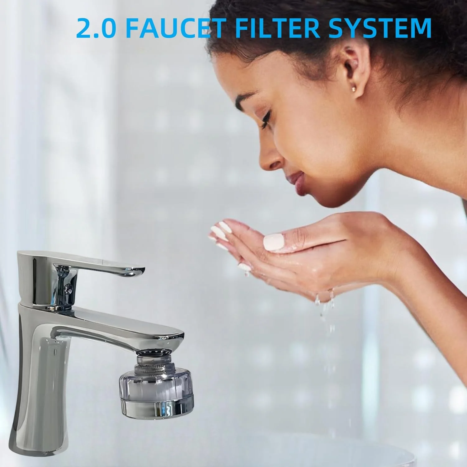 فیلتر آب شیرآلات پریمیوم 7 در 1 - حذف 99.9% فلوراید و فلزات سنگین، تصفیه کننده آب برای روشویی/سینک ظرفشویی/وان حمام، مناسب برای تسکین پوست خشک و خشن و پوست حساس