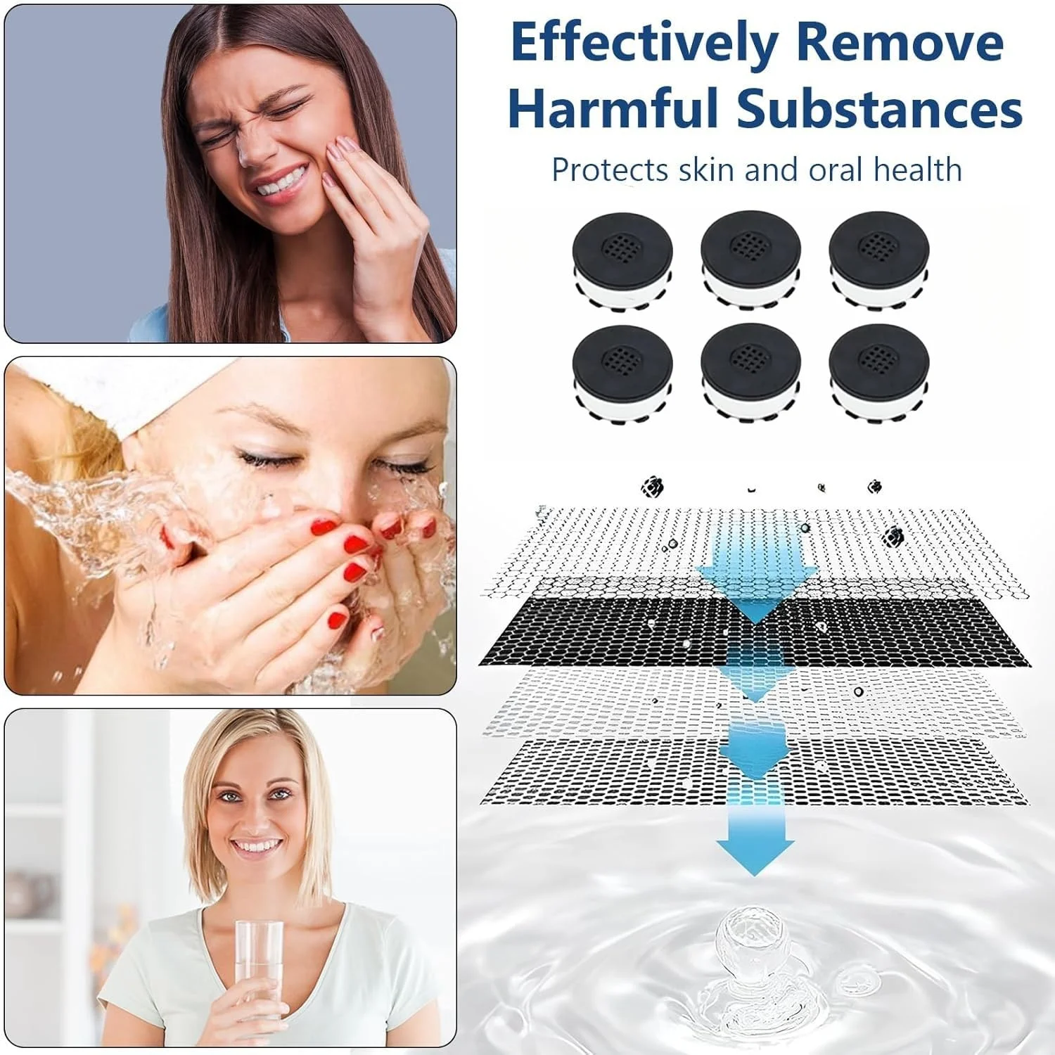 فیلتر آب شیرآلات پریمیوم 7 در 1 - حذف 99.9% فلوراید و فلزات سنگین، تصفیه کننده آب برای روشویی/سینک ظرفشویی/وان حمام، مناسب برای تسکین پوست خشک و خشن و پوست حساس