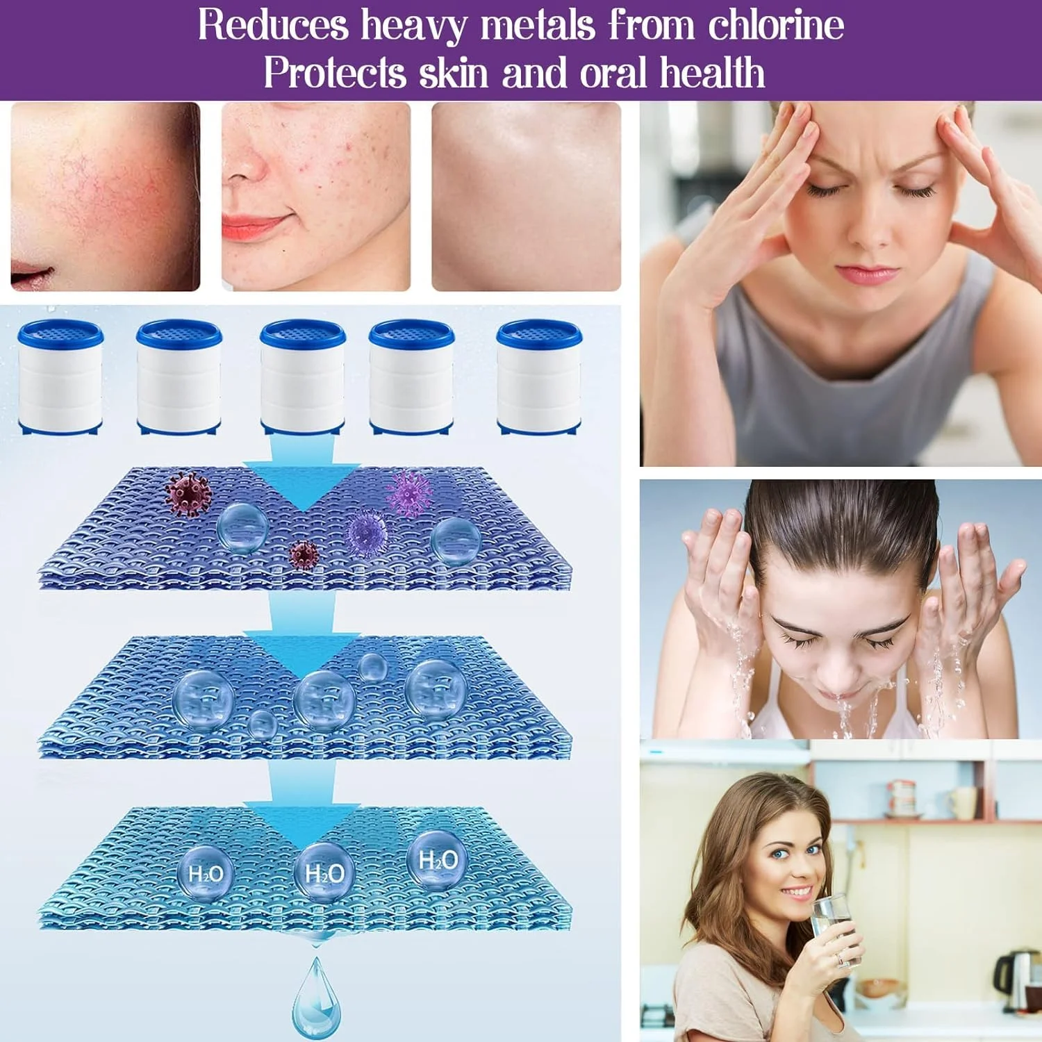 فیلترهای یدکی برای شیر آب سینک (40 عدد)، سازگار با تصفیه کننده آب شیر آشپزخانه و حمام - حذف کلر، فلوراید، فلزات سنگین و سختی آب فیلترهای یدکی برای شیر آب سینک (40 عدد)، سازگار با تصفیه کننده آب شیر آشپزخانه و حمام - حذف کلر، فلوراید، فلزات سنگین و سختی آب