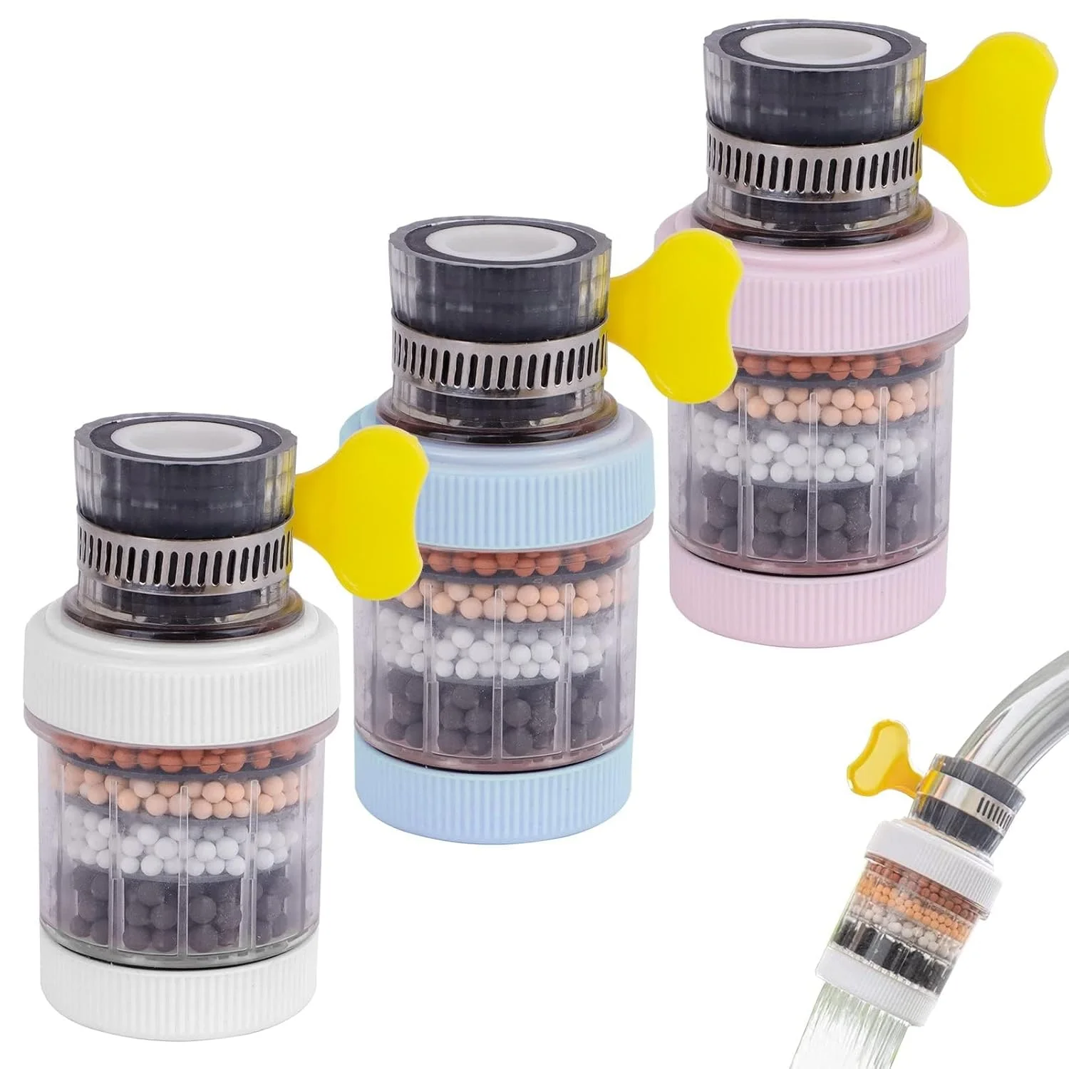 فیلتر شیر آب، بسته 3 عددی، فیلتراسیون شیر آشپزخانه، تصفیه کننده کربن فعال، رابط جهانی شیر سینک، فیلتر شیر با شش لایه فیلتراسیون برای آشپزخانه منزل و حمام (سه عدد) فیلتر شیر آب، بسته 3 عددی، فیلتراسیون شیر آشپزخانه، تصفیه کننده کربن فعال، رابط جهانی شیر سینک، فیلتر شیر با شش لایه فیلتراسیون برای آشپزخانه منزل و حمام (سه عدد)