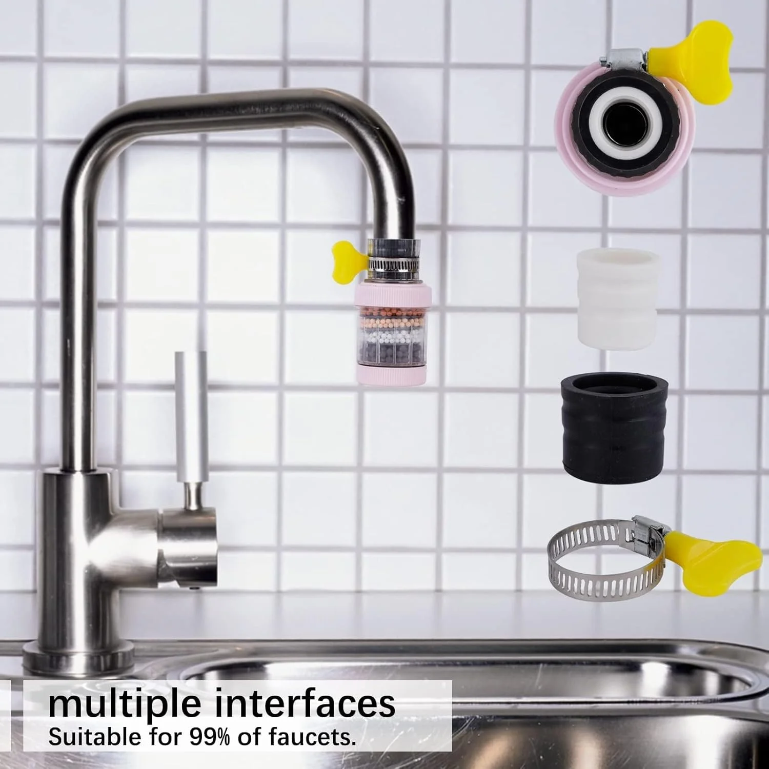 فیلتر شیر آب، بسته 3 عددی، فیلتراسیون شیر آشپزخانه، تصفیه کننده کربن فعال، رابط جهانی، فیلتر شیر رابط سینک با فیلتراسیون شش لایه برای آشپزخانه، حمام منزل فیلتر شیر آب، بسته 3 عددی، فیلتراسیون شیر آشپزخانه، تصفیه کننده کربن فعال، رابط جهانی، فیلتر شیر رابط سینک با فیلتراسیون شش لایه برای آشپزخانه، حمام منزل