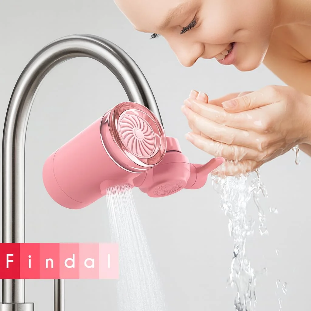 فیلتر آب شیر فایندال بیوتی - دستگاه تصفیه آب سینک ممتاز برای مراقبت از پوست، موهای سالم و مراقبت از کودک - کاهش سرب، کلر، فلزات سنگین و زنگ زدگی - سفارشی شده برای آب کشورهای حوزه خلیج فارس - صورتی