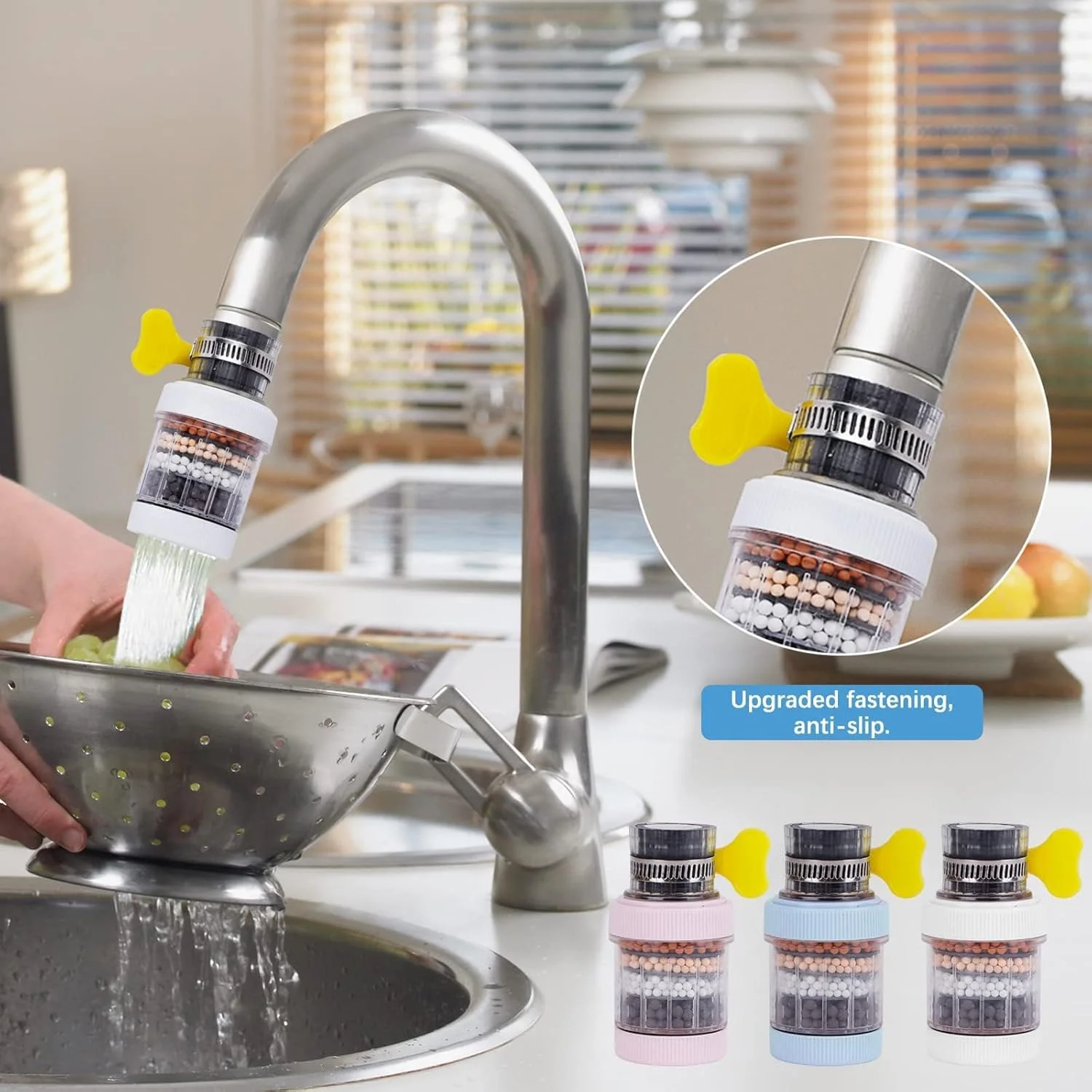 فیلتر شیر آب، بسته 3 عددی، فیلتراسیون شیر آشپزخانه، تصفیه کننده کربن فعال، رابط جهانی، فیلتر شیر رابط سینک با فیلتراسیون شش لایه برای آشپزخانه، حمام منزل فیلتر شیر آب، بسته 3 عددی، فیلتراسیون شیر آشپزخانه، تصفیه کننده کربن فعال، رابط جهانی، فیلتر شیر رابط سینک با فیلتراسیون شش لایه برای آشپزخانه، حمام منزل