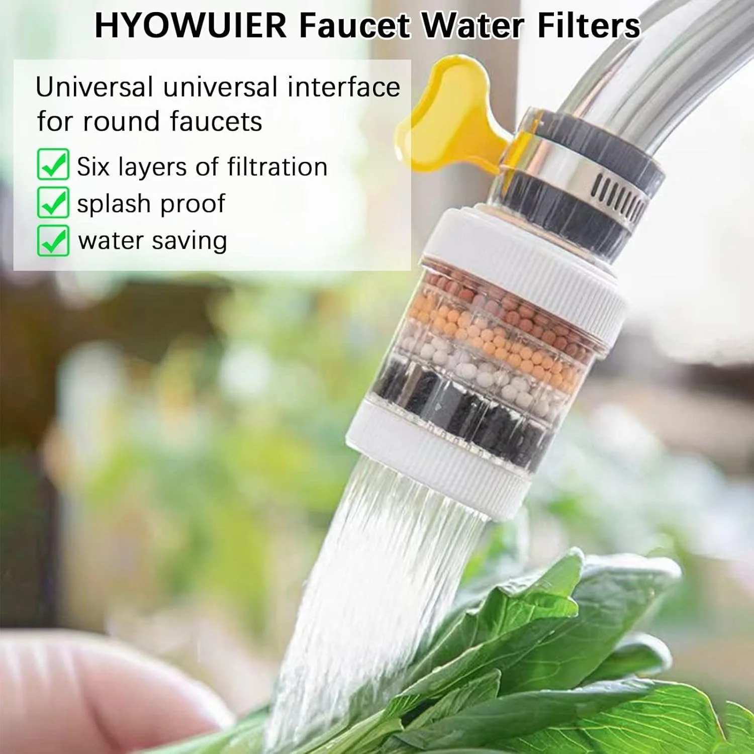 فیلتر شیر آب 3 عددی برای شیرهای آشپزخانه، تصفیه کننده آب با کربن فعال، رابط جهانی برای سینک، فیلتر شیر آب با شش لایه تصفیه برای آشپزخانه، حمام و منزل فیلتر شیر آب 3 عددی برای شیرهای آشپزخانه، تصفیه کننده آب با کربن فعال، رابط جهانی برای سینک، فیلتر شیر آب با شش لایه تصفیه برای آشپزخانه، حمام و منزل