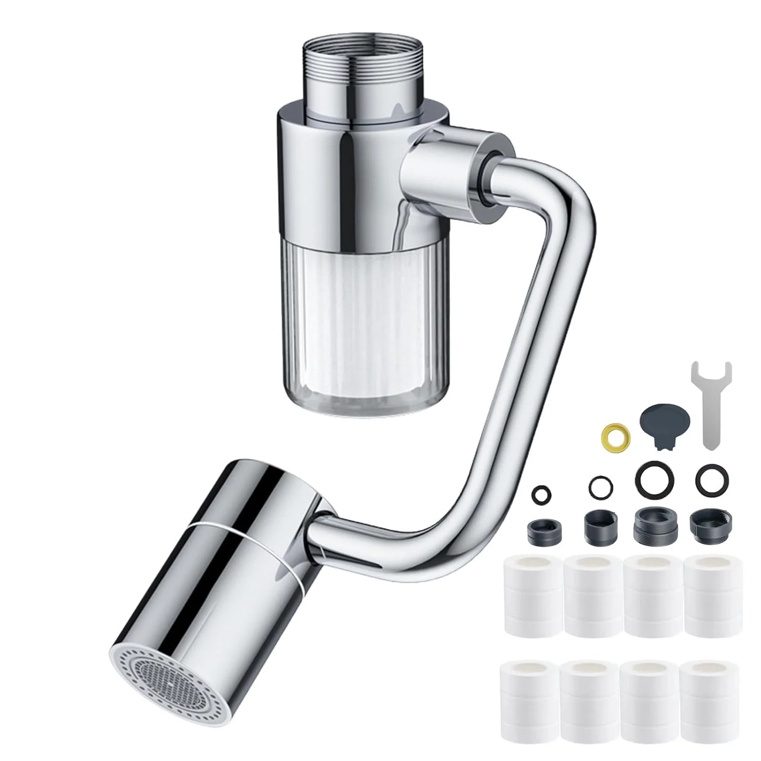 افزایش دهنده چرخان 1440 درجه شیر آب با فیلتر 8 لایه - فیلتر آب قابل مشاهده برای سینک و شیر آشپزخانه، اتصال فیلتر سینک برنجی + ABS، حالت های دوگانه آب، 5 آداپتور جهانی برای خانه های امارات افزایش دهنده چرخان 1440 درجه شیر آب با فیلتر 8 لایه - فیلتر آب قابل مشاهده برای سینک و شیر آشپزخانه، اتصال فیلتر سینک برنجی + ABS، حالت های دوگانه آب، 5 آداپتور جهانی برای خانه های امارات