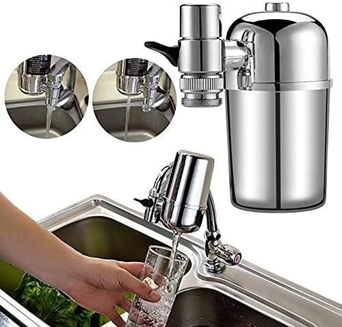 فیلتر آب نصب شیر، برای تصفیه سینک آشپزخانه، استیل ضد زنگ، بدون ترک خوردگی و نشتی