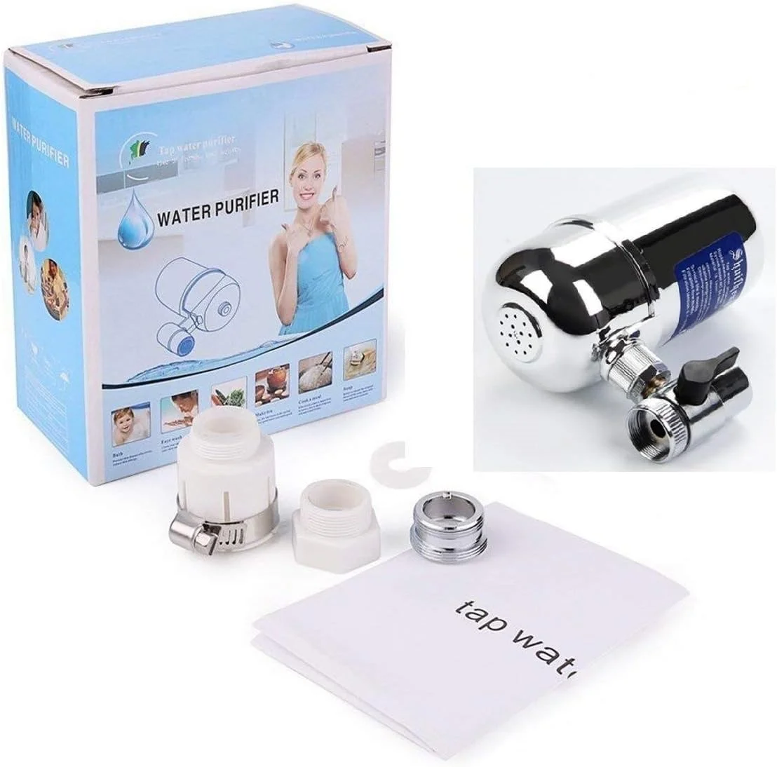 فیلتر آب نصب شیر، برای تصفیه سینک آشپزخانه، استیل ضد زنگ، بدون ترک خوردگی و نشتی