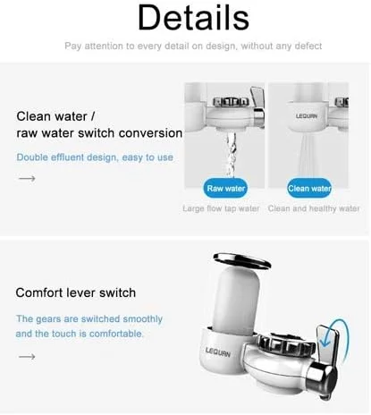 فیلترهای آب شیر LEQUAN - مناسب برای شیرهای استاندارد، تصفیه کننده های آب شیر، کاهش آلاینده های مضر سرب، فلزات و رسوبات فیلترهای آب شیر LEQUAN - مناسب برای شیرهای استاندارد، تصفیه کننده های آب شیر، کاهش آلاینده های مضر سرب، فلزات و رسوبات