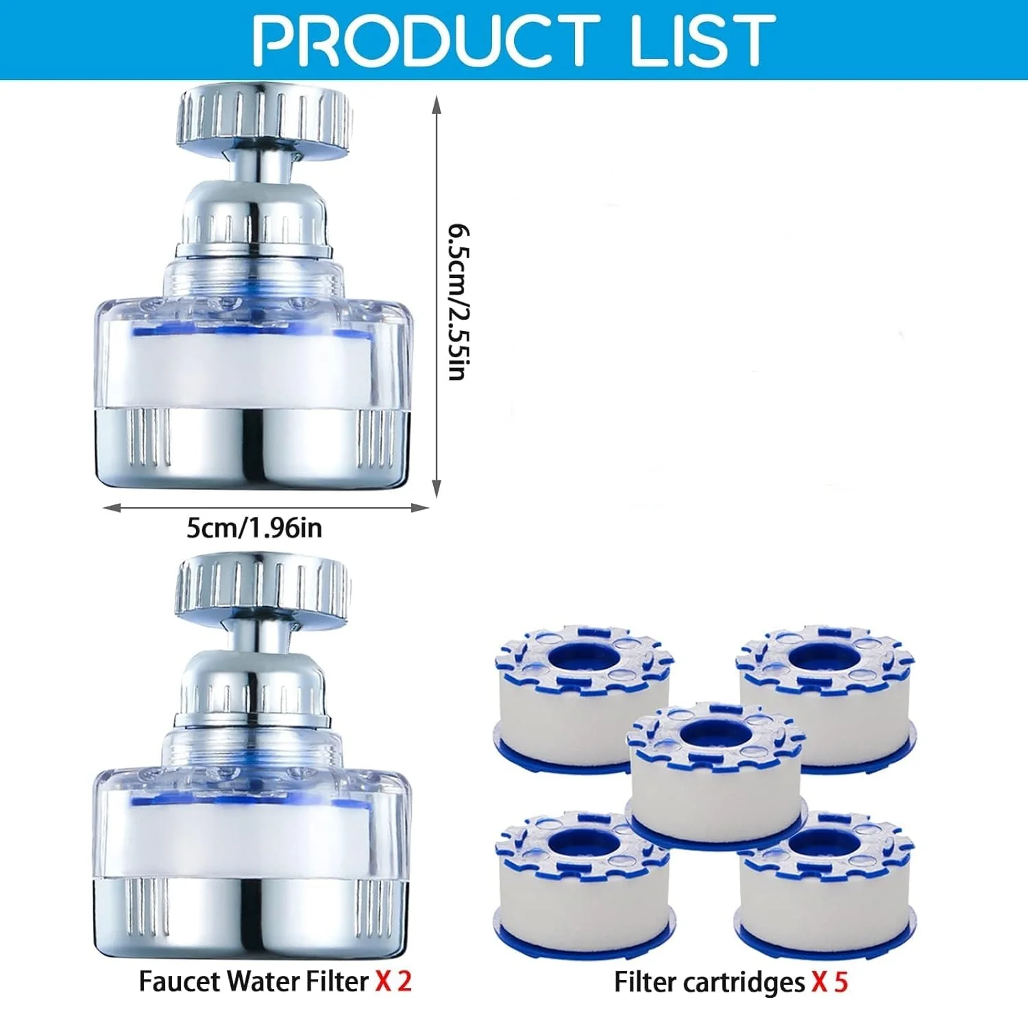 فیلتر شیر آب سینک Loiisgy، چرخش 360 درجه جهانی، حذف کلر، فلوراید، فلزات سنگین و سختی آب برای خانه و آشپزخانه (2 عدد) فیلتر شیر آب سینک Loiisgy، چرخش 360 درجه جهانی، حذف کلر، فلوراید، فلزات سنگین و سختی آب برای خانه و آشپزخانه (2 عدد)