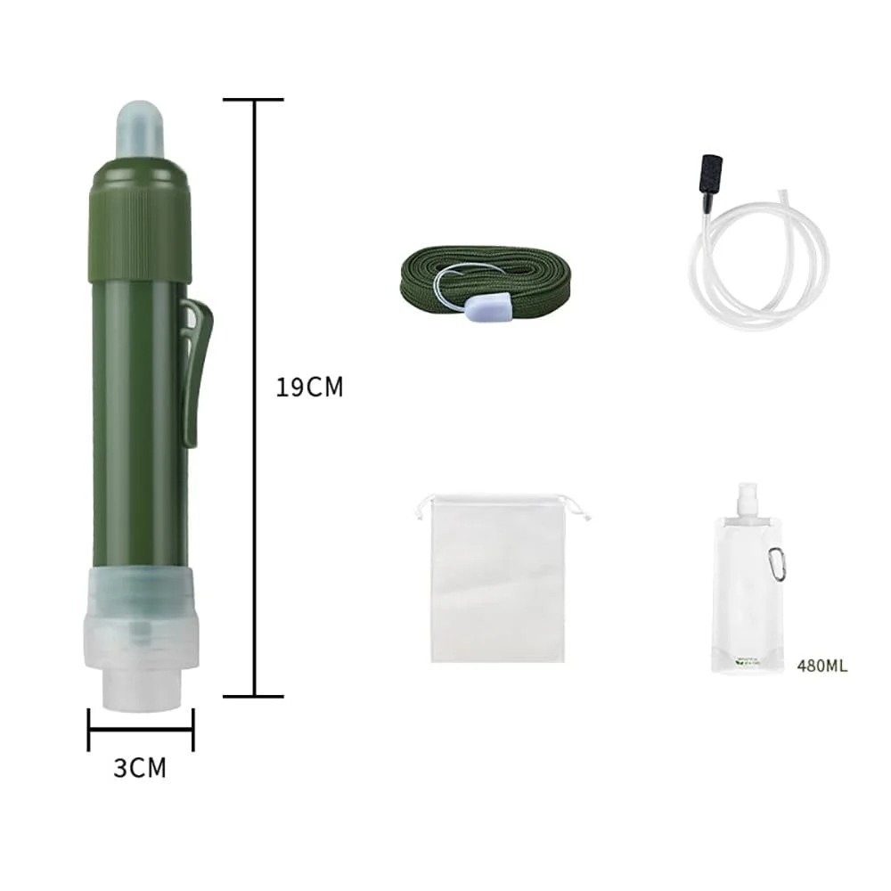 تصفیه کننده آب کوچک، فیلتر آب شخصی، طراحی شده برای پیاده روی، کمپینگ، مسافرت و آمادگی در شرایط اضطراری (سبز) تصفیه کننده آب کوچک، فیلتر آب شخصی، طراحی شده برای پیاده روی، کمپینگ، مسافرت و آمادگی در شرایط اضطراری (سبز)