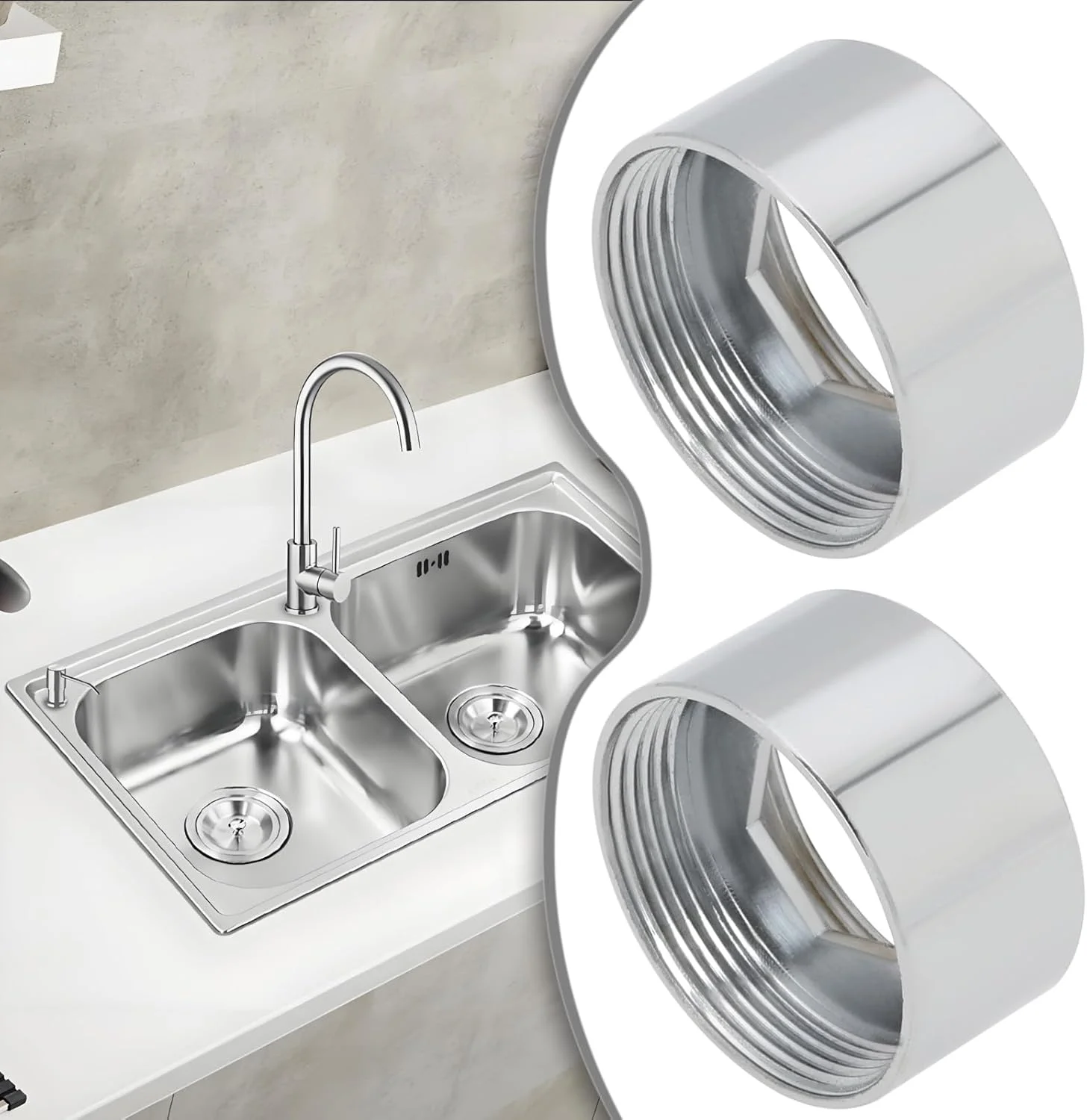 OTOTEC دو عدد تبدیل مادگی NPT M24mm به مادگی M24mm برای شیرآلات آشپزخانه و حمام، مناسب برای اتصال فیلتر آب - رابط شلنگ NPT F24 به F24 OTOTEC دو عدد تبدیل مادگی NPT M24mm به مادگی M24mm برای شیرآلات آشپزخانه و حمام، مناسب برای اتصال فیلتر آب - رابط شلنگ NPT F24 به F24