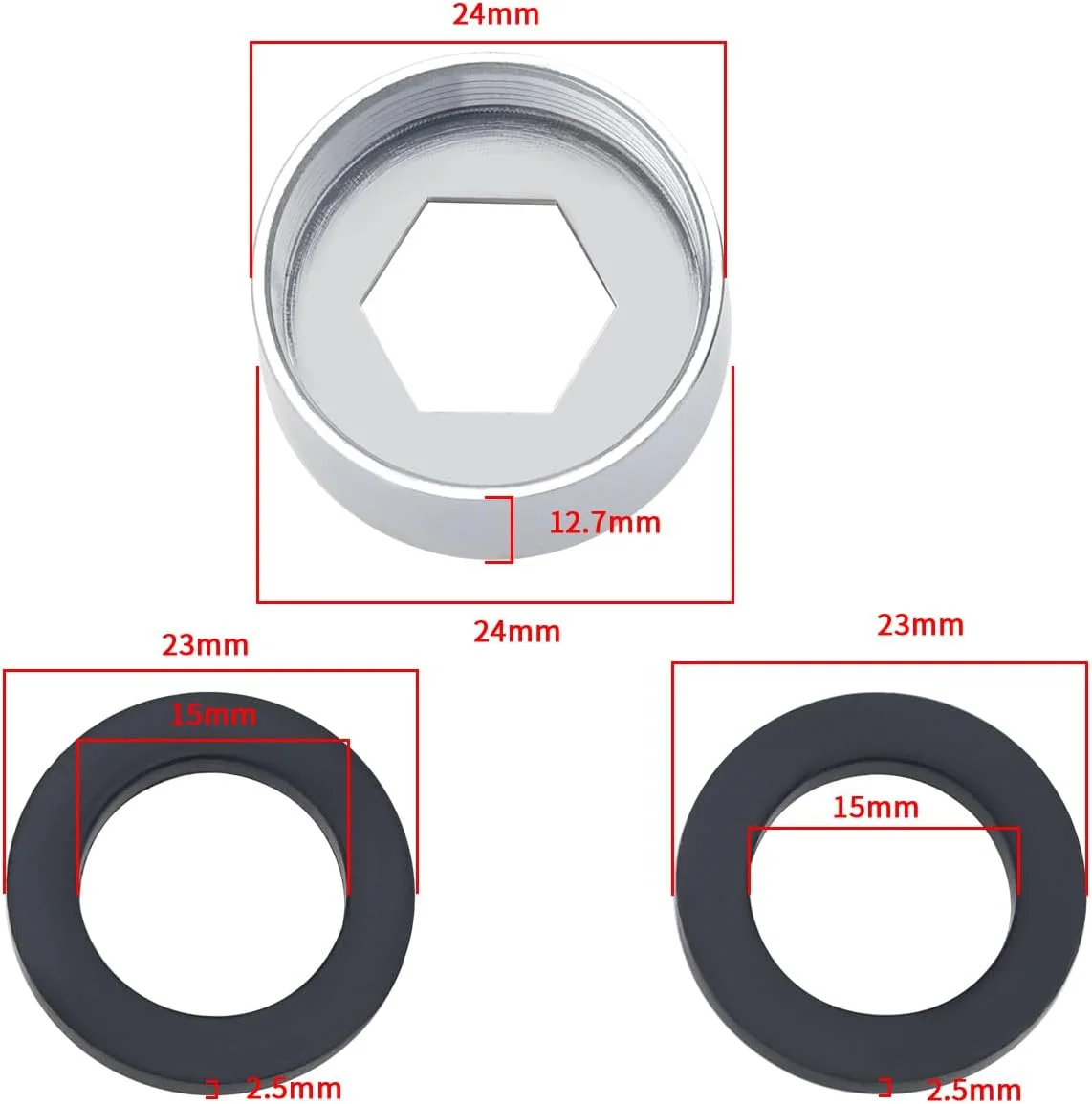 OTOTEC دو عدد تبدیل مادگی NPT M24mm به مادگی M24mm برای شیرآلات آشپزخانه و حمام، مناسب برای اتصال فیلتر آب - رابط شلنگ NPT F24 به F24 OTOTEC دو عدد تبدیل مادگی NPT M24mm به مادگی M24mm برای شیرآلات آشپزخانه و حمام، مناسب برای اتصال فیلتر آب - رابط شلنگ NPT F24 به F24