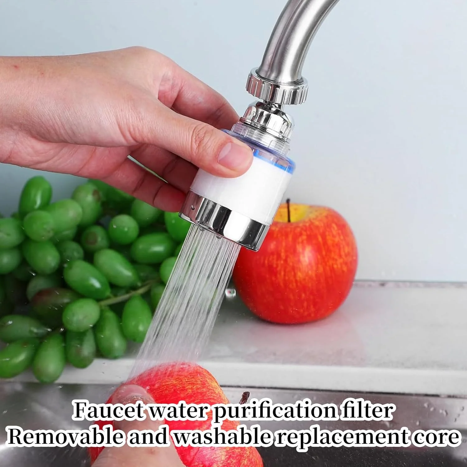 فیلتر شیر آب سینک نالاینا (2 عدد + 10 کارتریج فیلتر) فیلترهای شیر آب جهانی چرخان 360 درجه، تصفیه کننده شیر آشپزخانه، حذف کننده کلر، فلوراید، فلزات سنگین و آب سخت، شیر آب حمام برای خانه فیلتر شیر آب سینک نالاینا (2 عدد + 10 کارتریج فیلتر) فیلترهای شیر آب جهانی چرخان 360 درجه، تصفیه کننده شیر آشپزخانه، حذف کننده کلر، فلوراید، فلزات سنگین و آب سخت، شیر آب حمام برای خانه