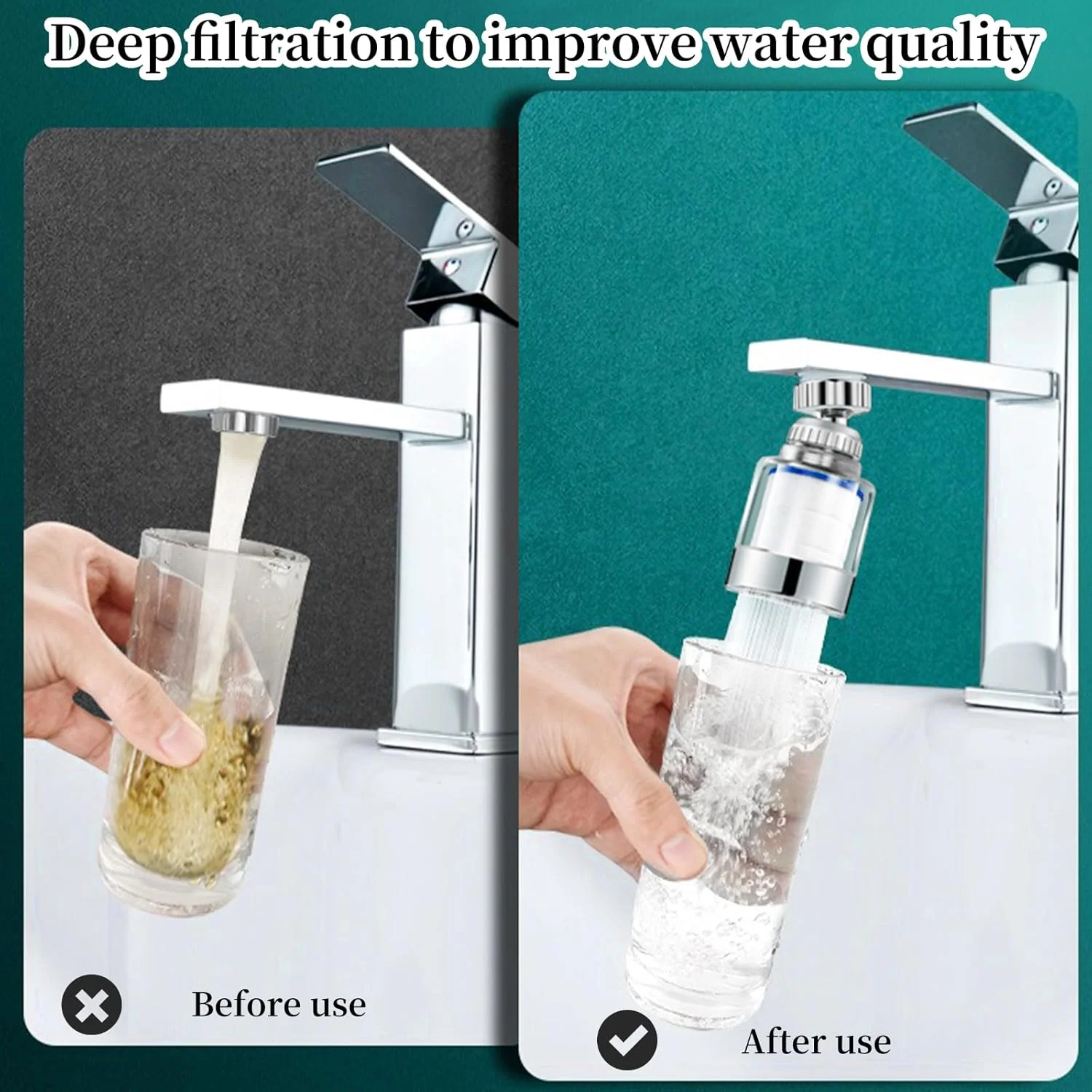 فیلتر شیر آب سینک نالاینا (2 عدد + 10 کارتریج فیلتر) فیلترهای شیر آب جهانی چرخان 360 درجه، تصفیه کننده شیر آشپزخانه، حذف کننده کلر، فلوراید، فلزات سنگین و آب سخت، شیر آب حمام برای خانه فیلتر شیر آب سینک نالاینا (2 عدد + 10 کارتریج فیلتر) فیلترهای شیر آب جهانی چرخان 360 درجه، تصفیه کننده شیر آشپزخانه، حذف کننده کلر، فلوراید، فلزات سنگین و آب سخت، شیر آب حمام برای خانه