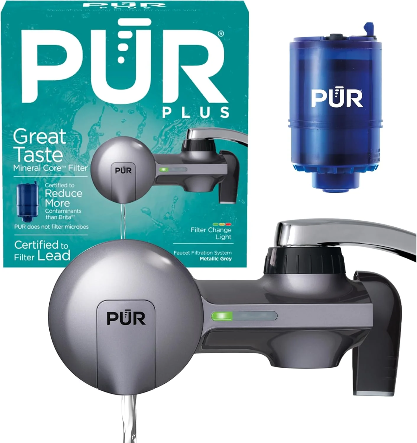 سیستم تصفیه آب شیر PUR PLUS، خاکستری متالیک - نصب افقی روی شیر برای آب تمیز و با طراوت، PFM350V سیستم تصفیه آب شیر PUR PLUS، خاکستری متالیک - نصب افقی روی شیر برای آب تمیز و با طراوت، PFM350V