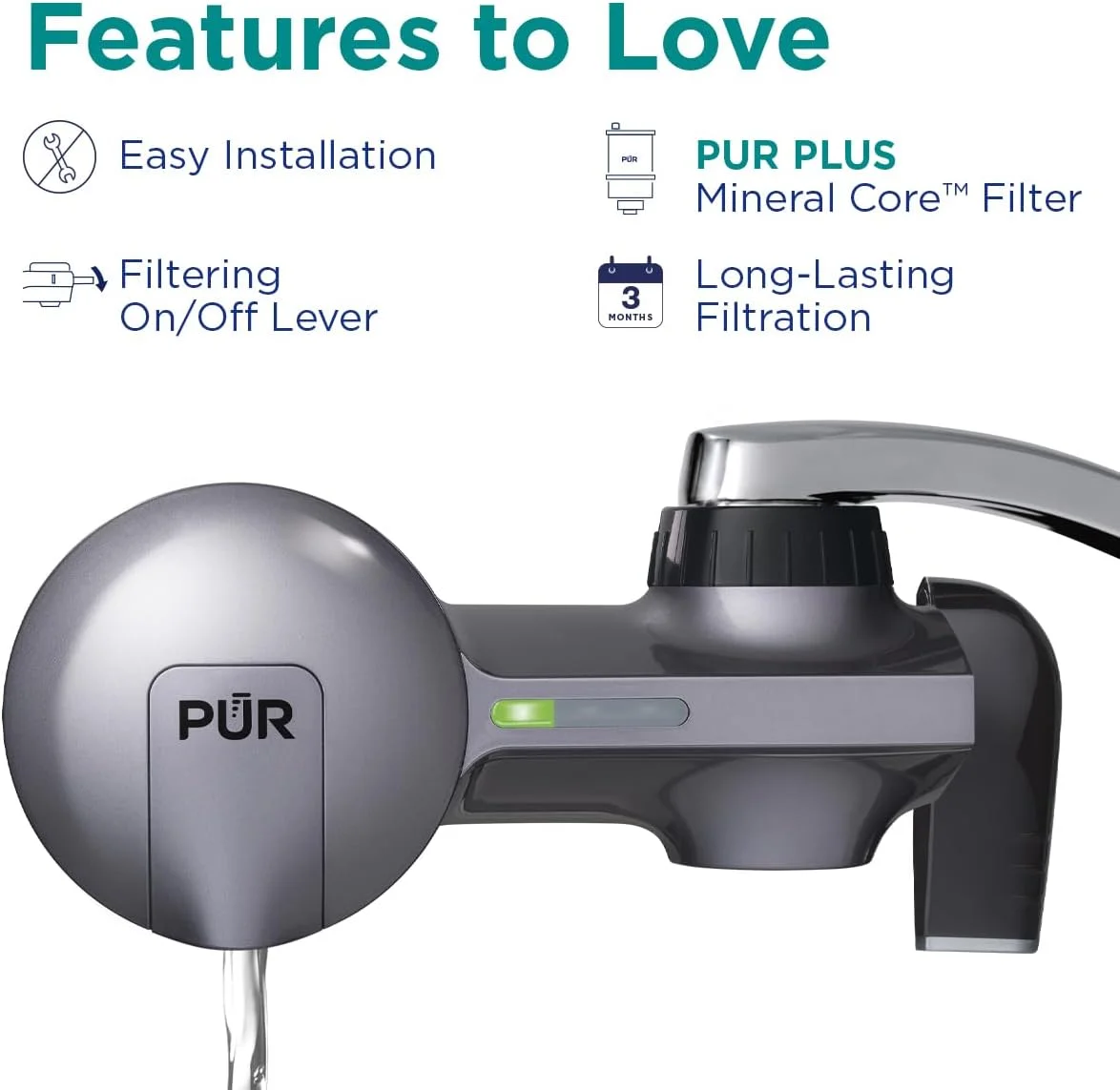 سیستم تصفیه آب شیر PUR PLUS، خاکستری متالیک - نصب افقی روی شیر برای آب تمیز و با طراوت، PFM350V سیستم تصفیه آب شیر PUR PLUS، خاکستری متالیک - نصب افقی روی شیر برای آب تمیز و با طراوت، PFM350V