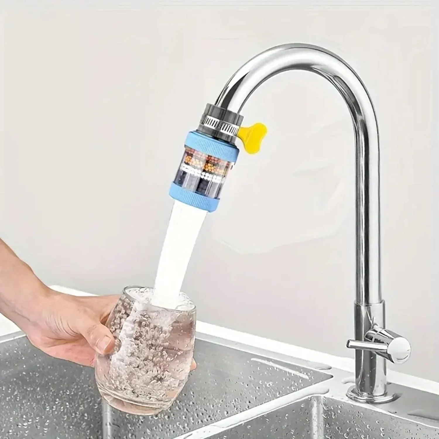 فیلتر تصفیه آب شیر آشپزخانه، فیلتر آب شیر، کربن فعال بو زدا برای حذف کلر و فلوئور، مناسب برای آشپزخانه و حمام منزل