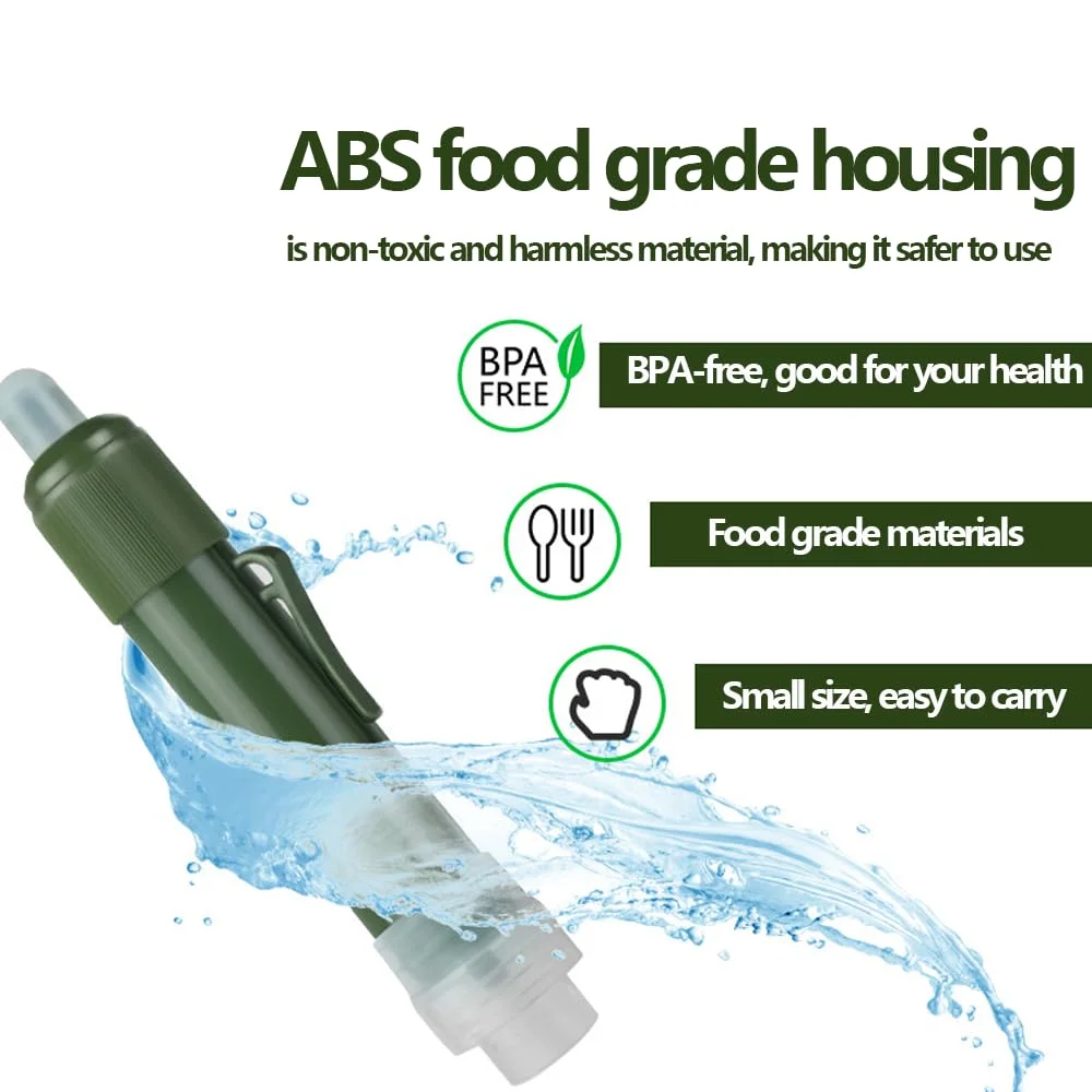 تصفیه کننده آب کوچک، فیلتر آب شخصی، طراحی شده برای پیاده روی، کمپینگ، مسافرت و آمادگی در شرایط اضطراری.