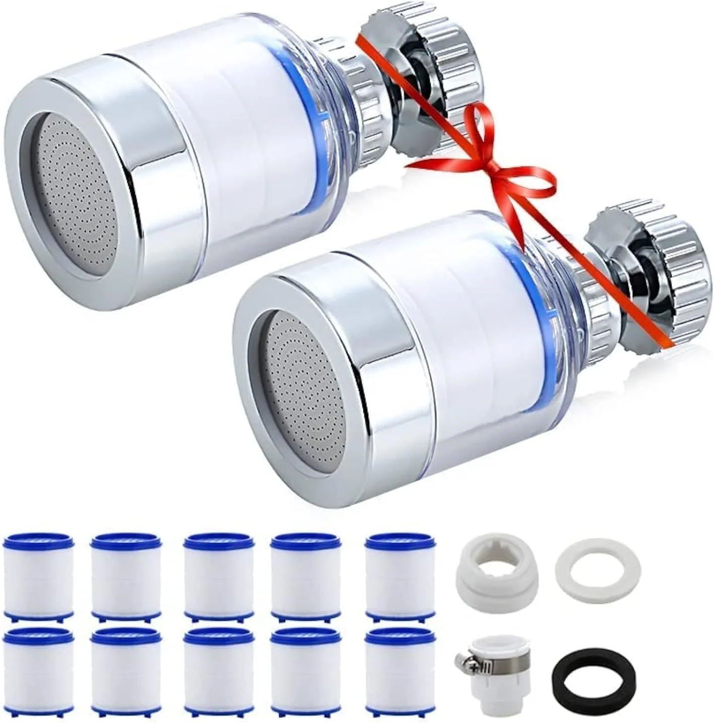 فیلتر آب شیر ظرفشویی Xspring، تصفیه کننده آب برای سینک، فیلتر شیر آب با قابلیت چرخش 360 درجه سازگار با اکثر شیرها، نصب و تمیز کردن آسان شیرآلات آشپزخانه، مناسب برای حمام، آشپزخانه