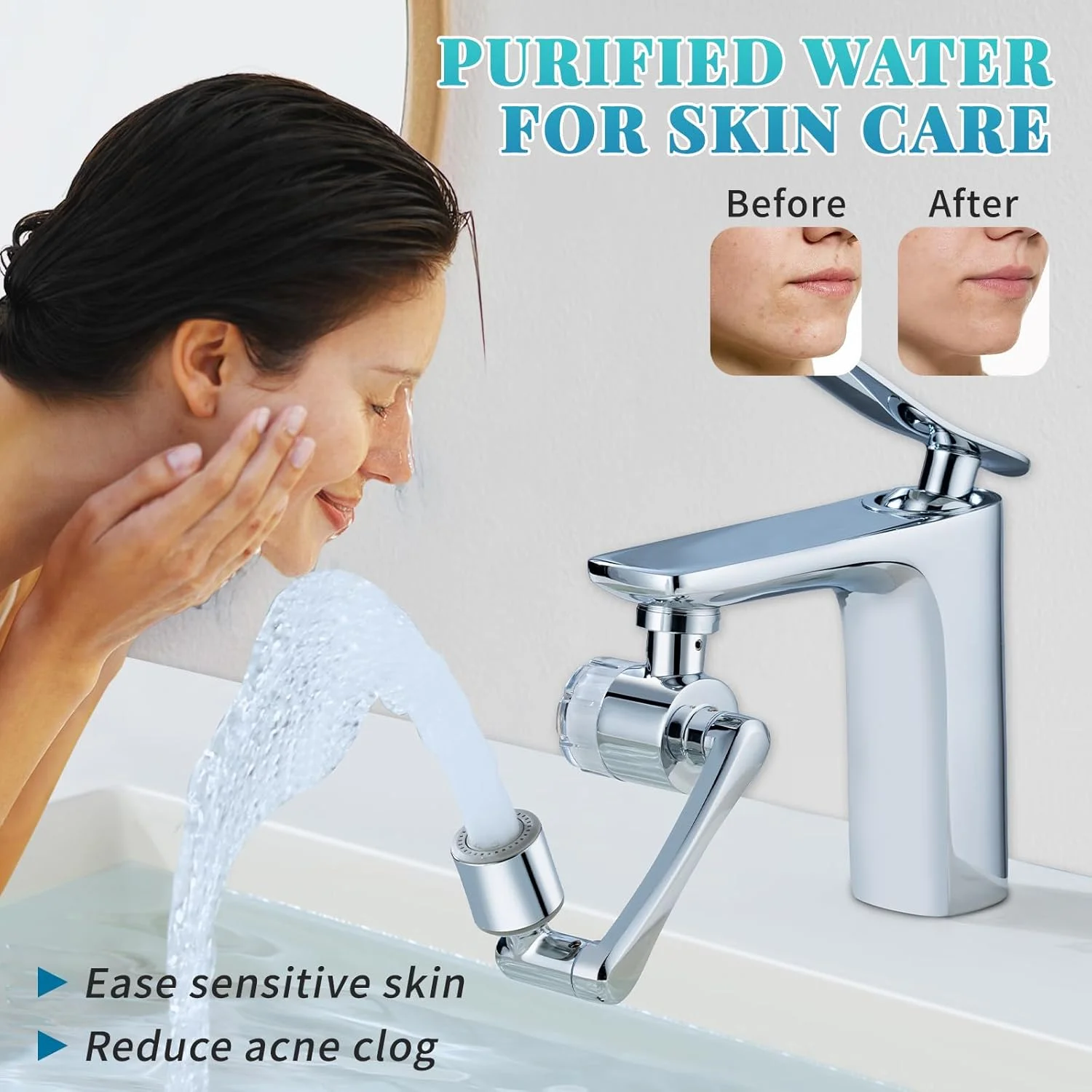 افزایش دهنده چرخان 1080 درجه شیر آب سینک - سر شیر چرخان آشپزخانه و حمام، فیلتر آب با کربن فعال برای سیستم تصفیه آب و مراقبت از پوست، اتصال شیر فیلتر آب آشپزخانه افزایش دهنده چرخان 1080 درجه شیر آب سینک - سر شیر چرخان آشپزخانه و حمام، فیلتر آب با کربن فعال برای سیستم تصفیه آب و مراقبت از پوست، اتصال شیر فیلتر آب آشپزخانه