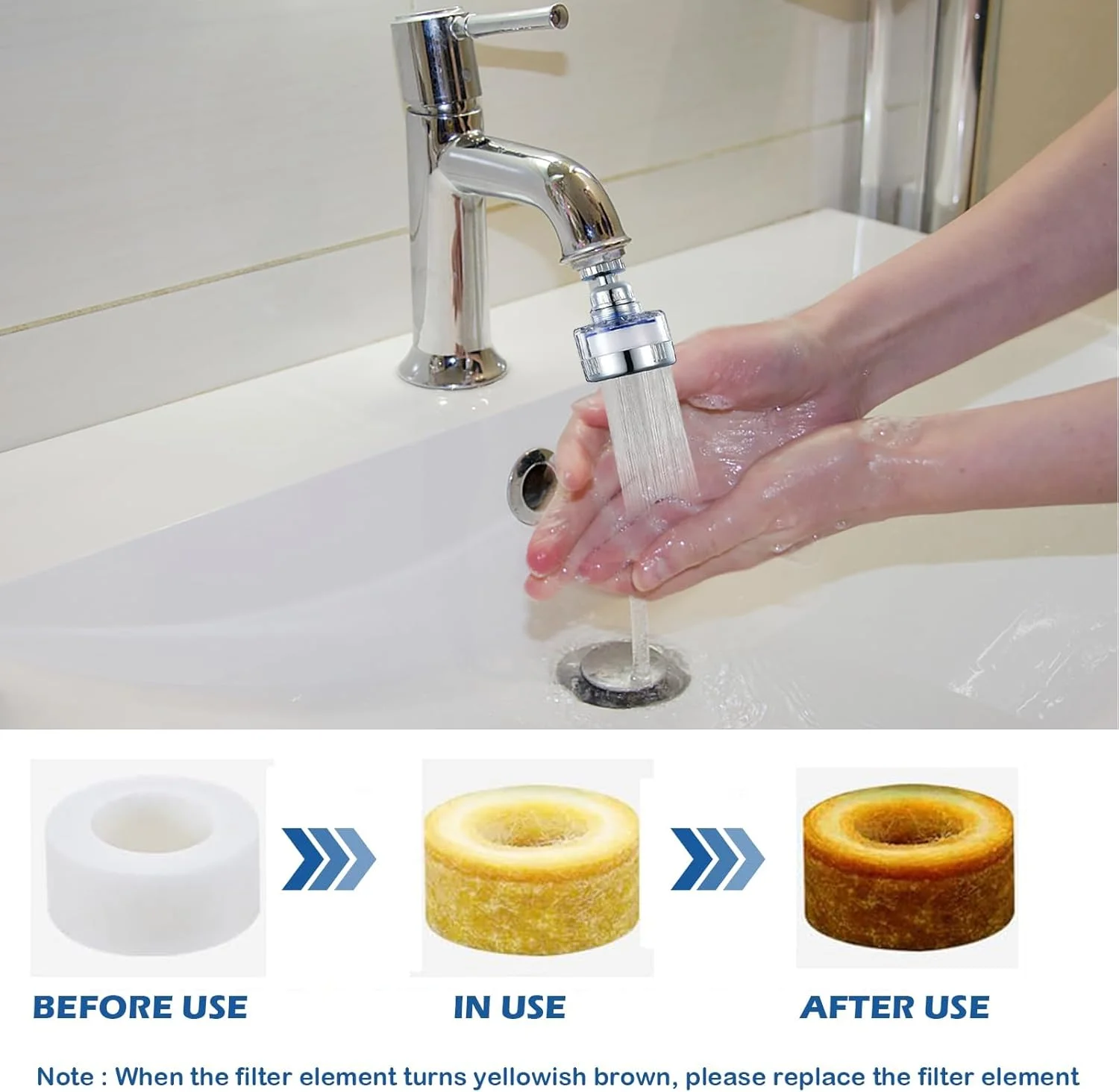 بسته 2 عددی فیلتر شیر آب سینک، فیلتر تصفیه کننده شیر آشپزخانه با چرخش 360 درجه، حذف کلر، فلوراید، فلزات سنگین و سختی آب برای خانه و حمام بسته 2 عددی فیلتر شیر آب سینک، فیلتر تصفیه کننده شیر آشپزخانه با چرخش 360 درجه، حذف کلر، فلوراید، فلزات سنگین و سختی آب برای خانه و حمام