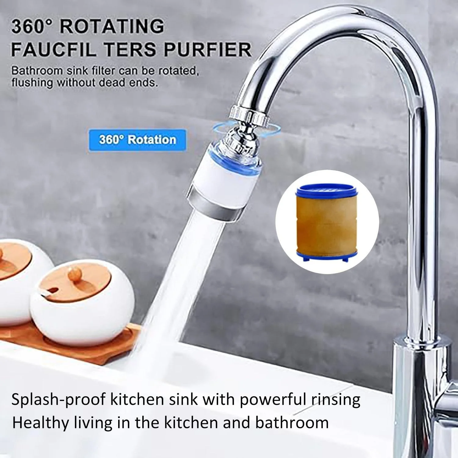 فیلتر آب شیر سینک، فیلترهای شیر یونیورسال چرخان 360 درجه، تصفیه کننده شیر آشپزخانه، سیستم فیلتراسیون قوی حذف کننده کلر، تصفیه کننده آب برای شیر حمام خانگی (3 عدد + 18 کارتریج فیلتر) فیلتر آب شیر سینک، فیلترهای شیر یونیورسال چرخان 360 درجه، تصفیه کننده شیر آشپزخانه، سیستم فیلتراسیون قوی حذف کننده کلر، تصفیه کننده آب برای شیر حمام خانگی (3 عدد + 18 کارتریج فیلتر)