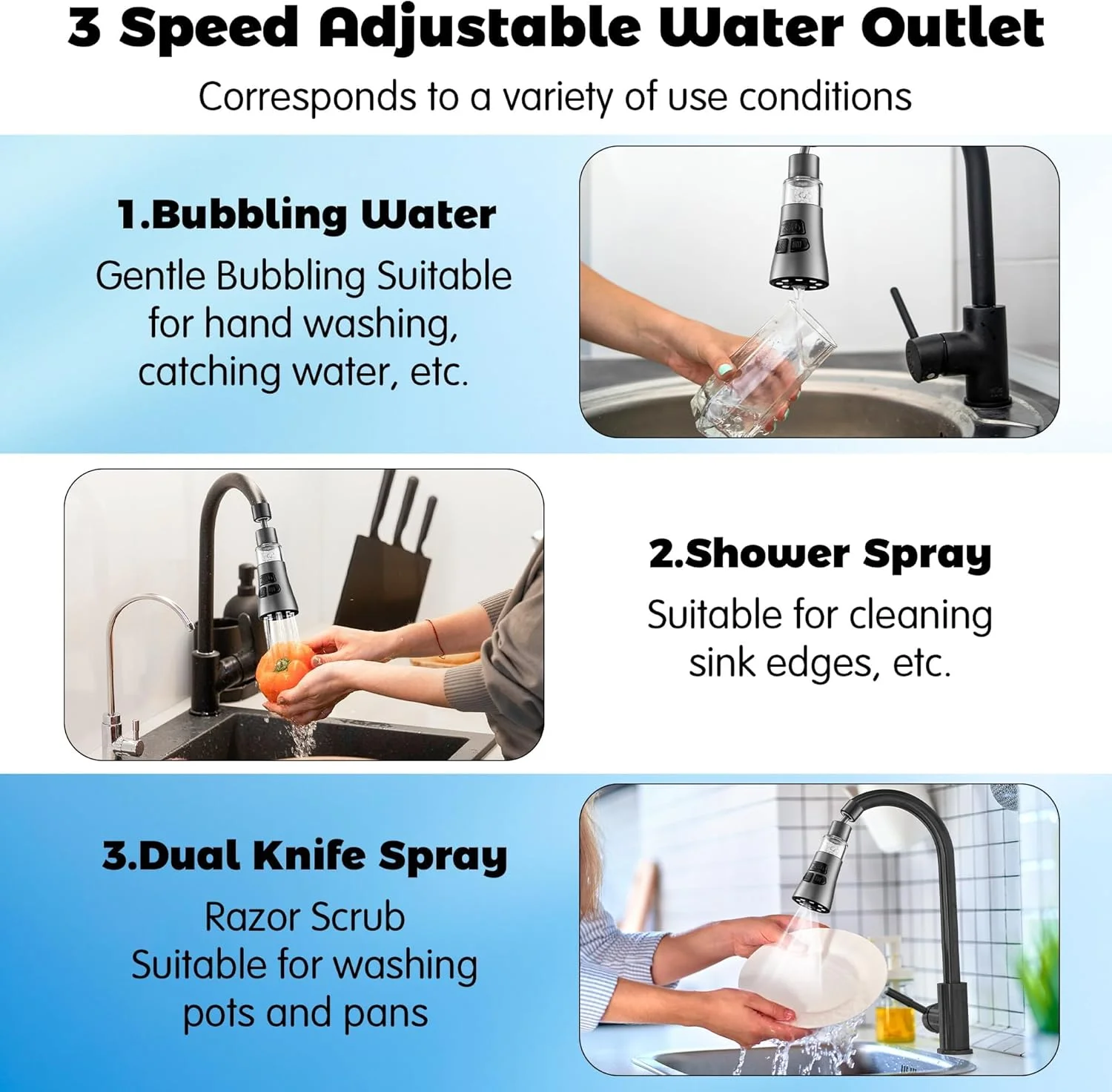 شیر آب فیلتر دار سینک - مجموعه فیلتر شیر آب چرخشی 360 درجه، تصفیه کننده با 3 حالت اسپری برای حذف فلزات سنگین و آب سخت برای آشپزخانه، حمام و توالت منزل (خاکستری) شیر آب فیلتر دار سینک - مجموعه فیلتر شیر آب چرخشی 360 درجه، تصفیه کننده با 3 حالت اسپری برای حذف فلزات سنگین و آب سخت برای آشپزخانه، حمام و توالت منزل (خاکستری)