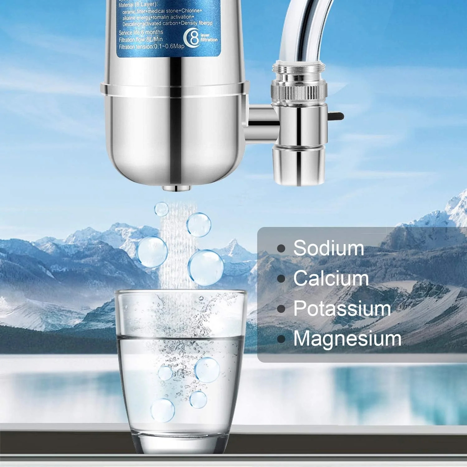 فیلتر آب شیر SYOSI، سرامیک تصفیه 8 لایه، مناسب برای اکثر شیرها، کاهش کلر، جریان سریع، فیلتراسیون دوگانه خروجی شیر برای بهبود کیفیت آب فیلتر آب شیر SYOSI، سرامیک تصفیه 8 لایه، مناسب برای اکثر شیرها، کاهش کلر، جریان سریع، فیلتراسیون دوگانه خروجی شیر برای بهبود کیفیت آب