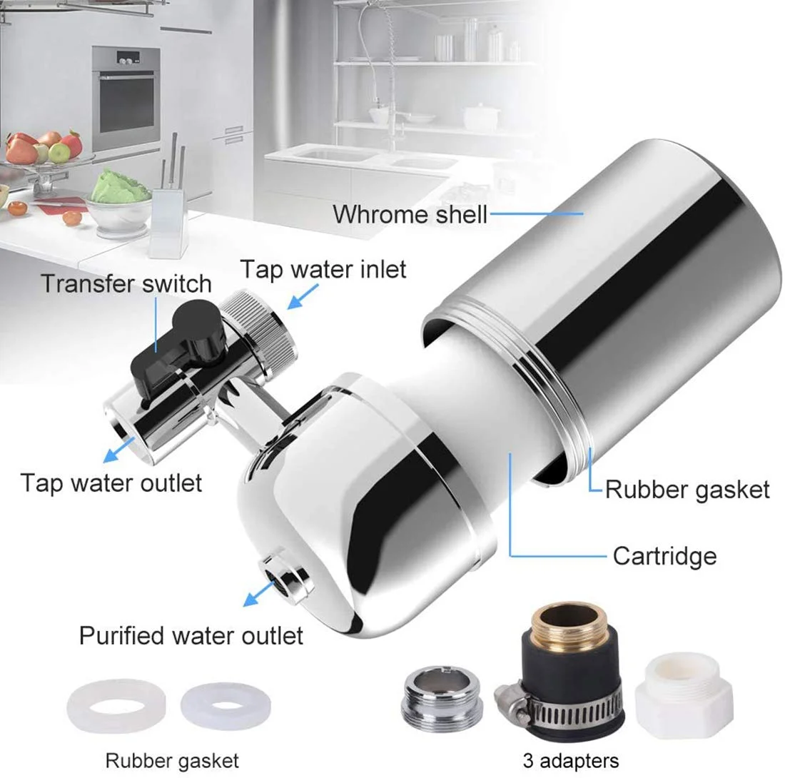 فیلتر آب شیر آب، تصفیه کننده آب شیر آب استیل ضد زنگ با فیلتر سرامیکی تصفیه برای اتصال شیر آشپزخانه تصفیه لایه ای سرامیک حذف فیلتر آب شیر آب، تصفیه کننده آب شیر آب استیل ضد زنگ با فیلتر سرامیکی تصفیه برای اتصال شیر آشپزخانه تصفیه لایه ای سرامیک حذف