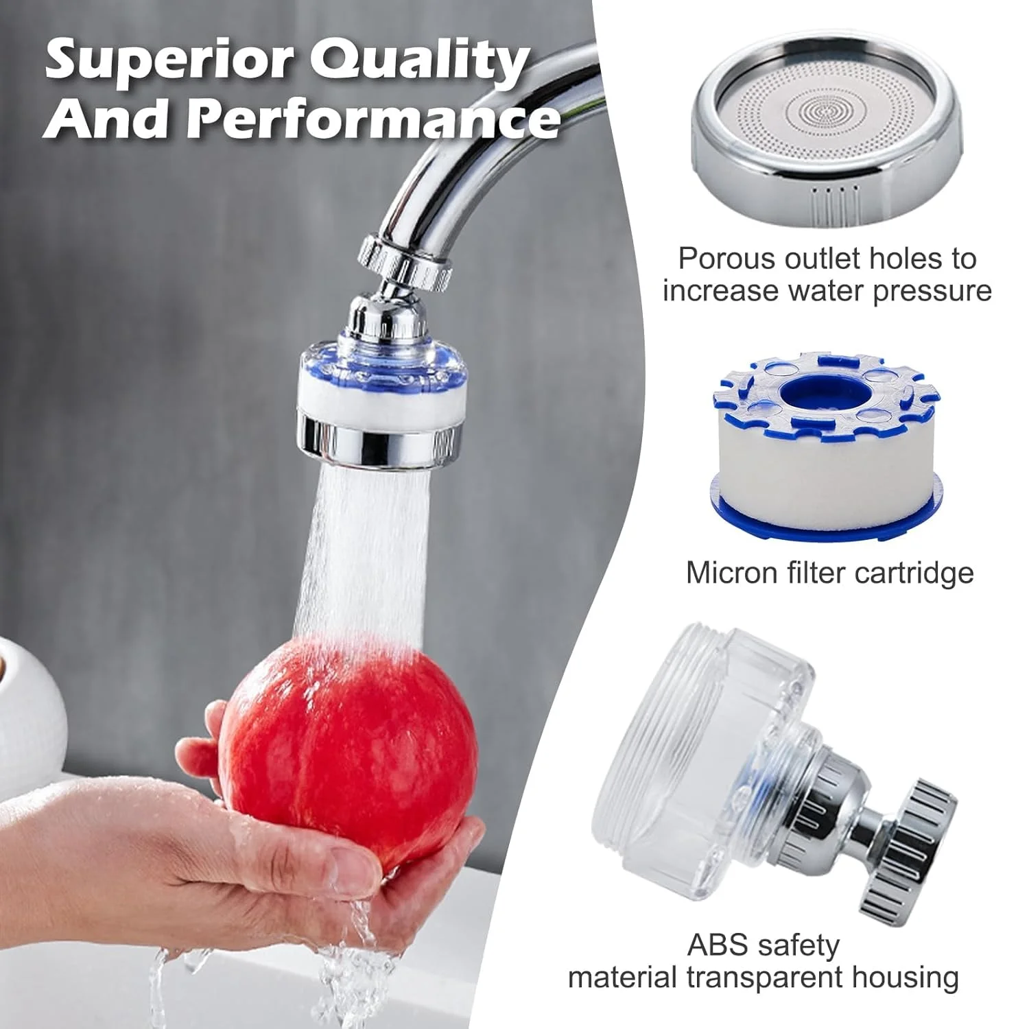 ست فیلتر آب شیر، فیلتر شیر سینک یونیورسال با قابلیت چرخش 360 درجه، فیلتر آب شیر برای حذف فلوراید و سختی آب، فیلتر آب شیر برای سینک آشپزخانه و حمام منزل ست فیلتر آب شیر، فیلتر شیر سینک یونیورسال با قابلیت چرخش 360 درجه، فیلتر آب شیر برای حذف فلوراید و سختی آب، فیلتر آب شیر برای سینک آشپزخانه و حمام منزل