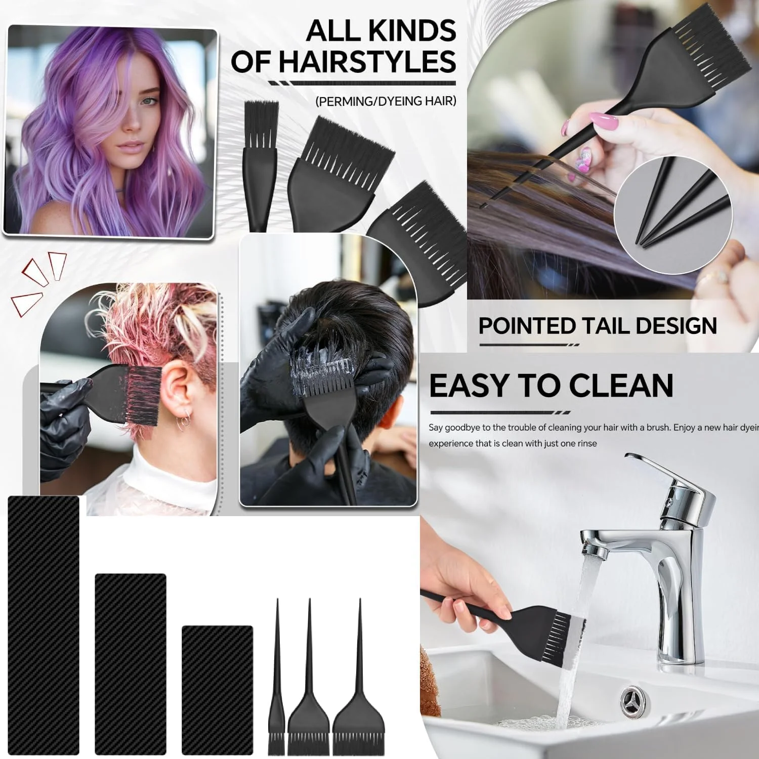 تخته رنگ مو 3 عددی + برس رنگ مو 3 عددی برای آرایشگر رنگ مو