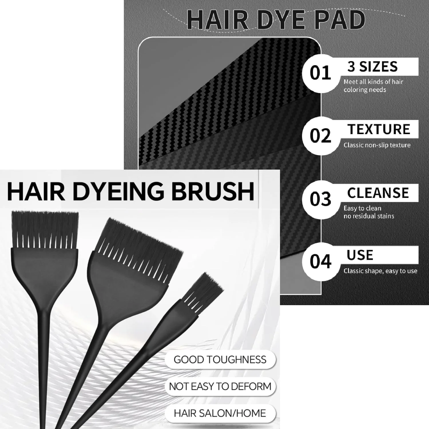 تخته رنگ مو 3 عددی + برس رنگ مو 3 عددی برای آرایشگر رنگ مو